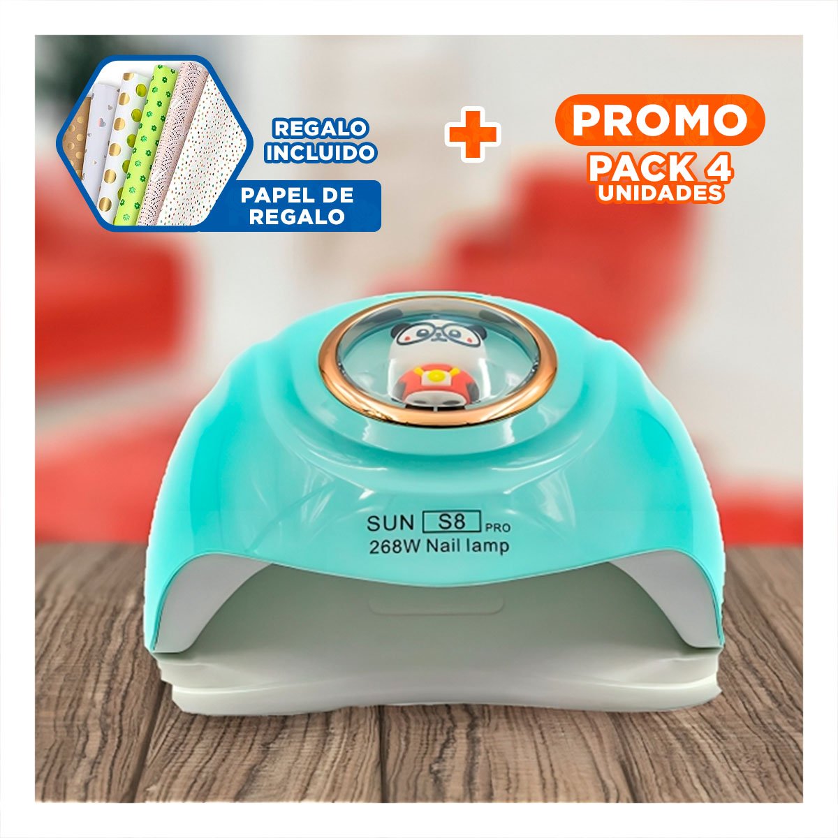 PACK4 SECADOR LED SUN S8 PRO 2 EN 1 BLANCO PARA SECADO RAPIDO DE UÑAS TIGRE Y+PAPEL REGALO - 1