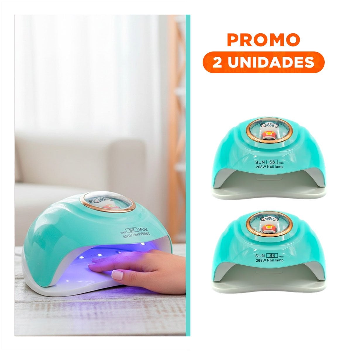 PACK2 APARATO LED SUN S8 PRO 2 EN 1 BLANCO PARA SECADO RAPIDO DE UÑAS TIGRE - 1