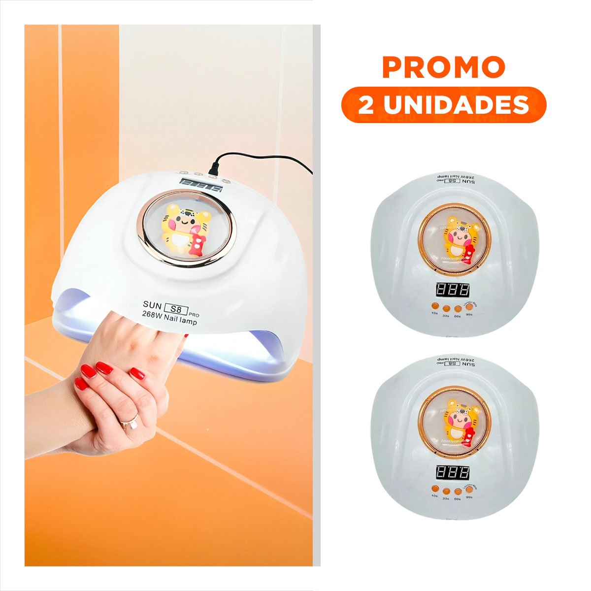 PACK2 APARATO LED SUN S8 PRO 2 EN 1 BLANCO PARA SECADO RAPIDO DE UÑAS TIGRE - 1