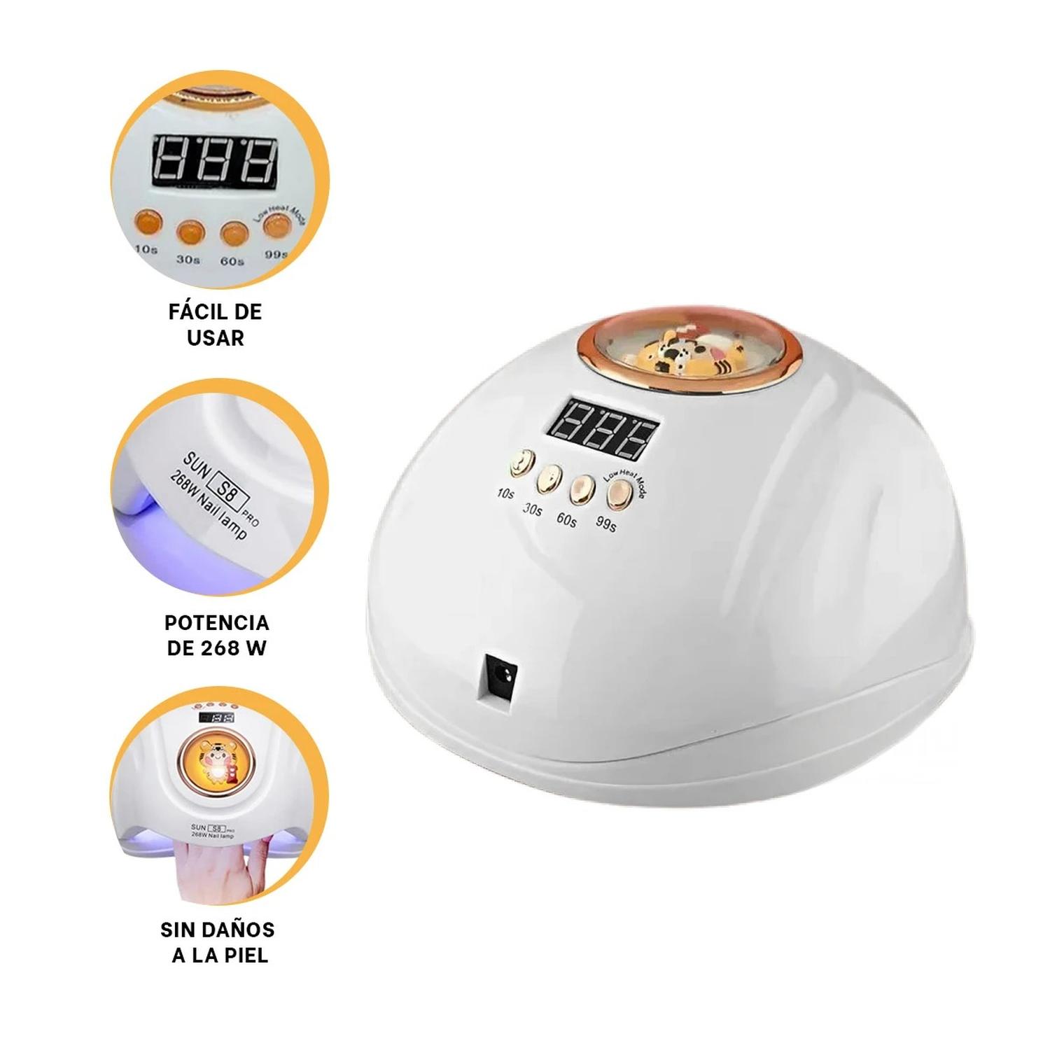 PACK6 EQUIPO LED 2 EN 1 SUN S8 PRO BLANCO PARA UÑAS GEL DISENO TIGRE PROFESIONAL Y+PAPEL REGALO - 6