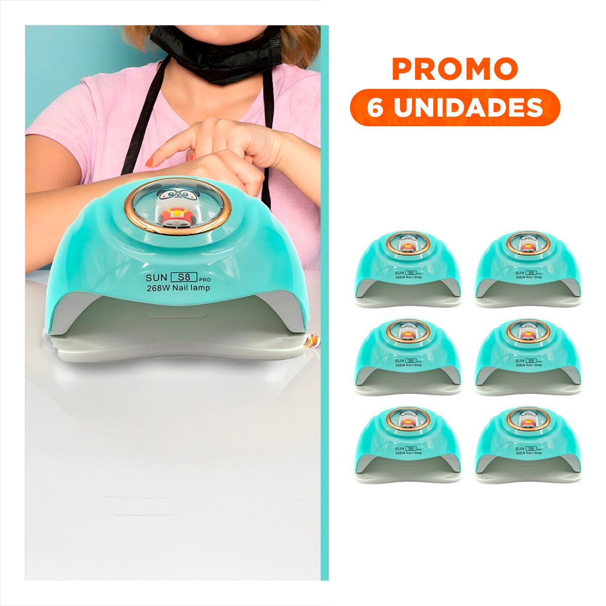 PACK6 LUZ LED 2 EN 1 SUN S8 PRO BLANCO PARA UÑAS GEL DISENO TIGRE PROFESIONAL - 1