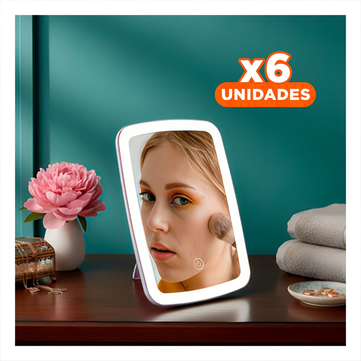 PACK6 ESPEJO LED TACTIL BLANCO CON LUZ REGULABLE PARA BELLEZA Y+REGALO STICKER - 1