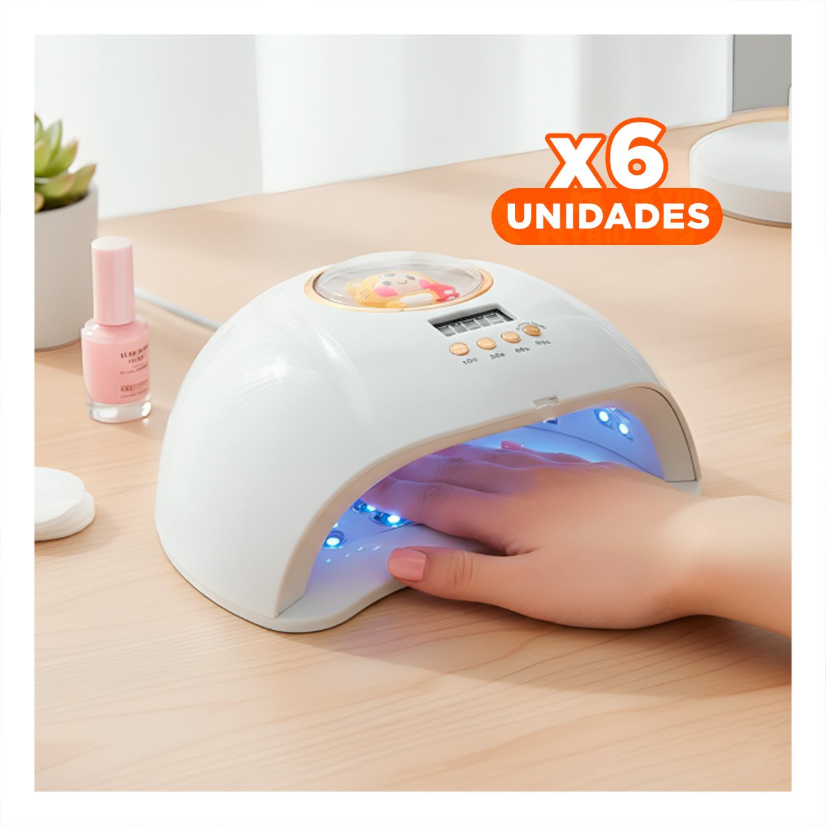 PACK6 EQUIPO LED SUN S8 PRO 2 EN 1 BLANCO PARA MANICURE PROFESIONAL TIGRE Y+REGALO STICKER - 1