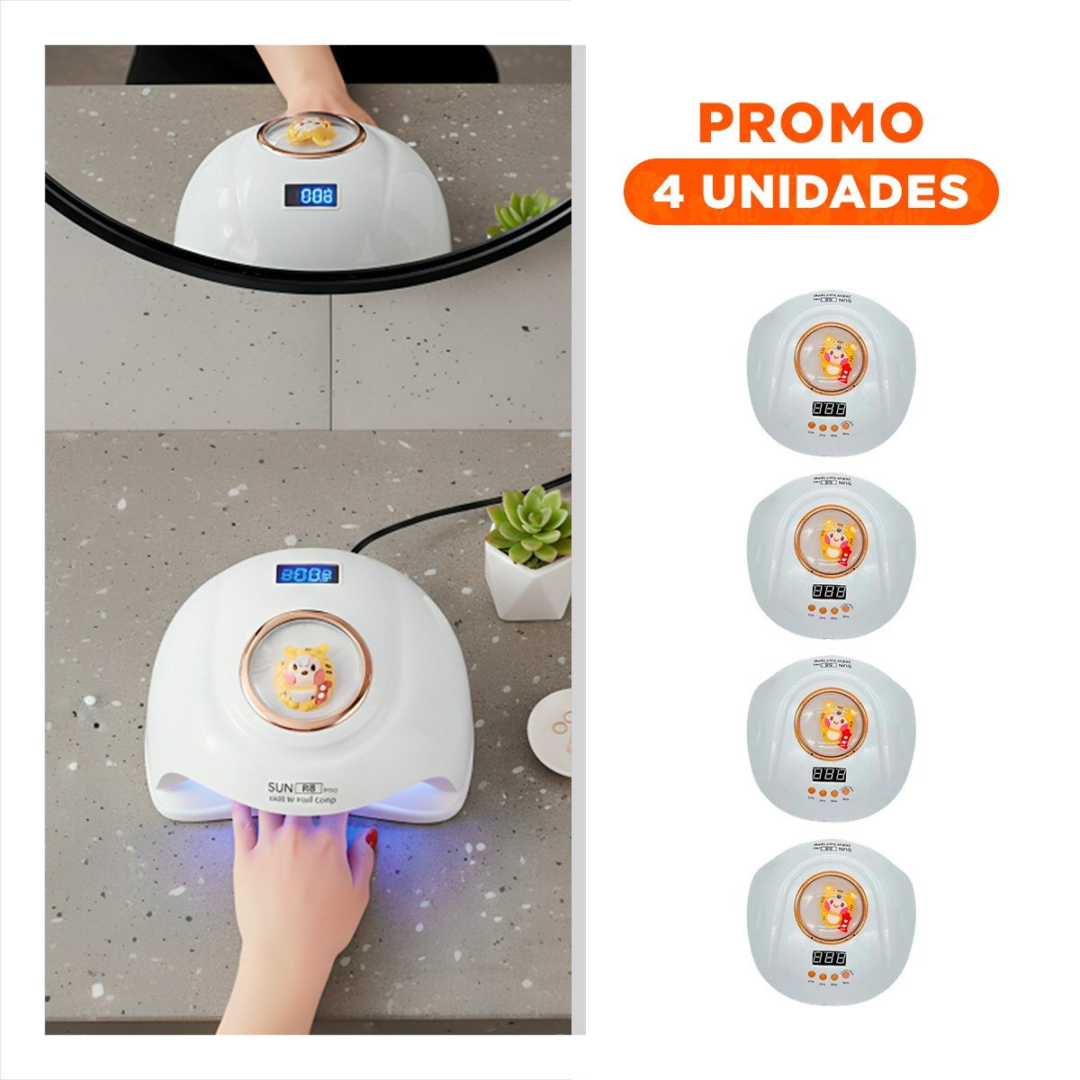 PACK4 APARATO LED SUN S8 PRO 2 EN 1 BLANCO PARA MANICURE PROFESIONAL TIGRE Y+REGALO STICKER - 1