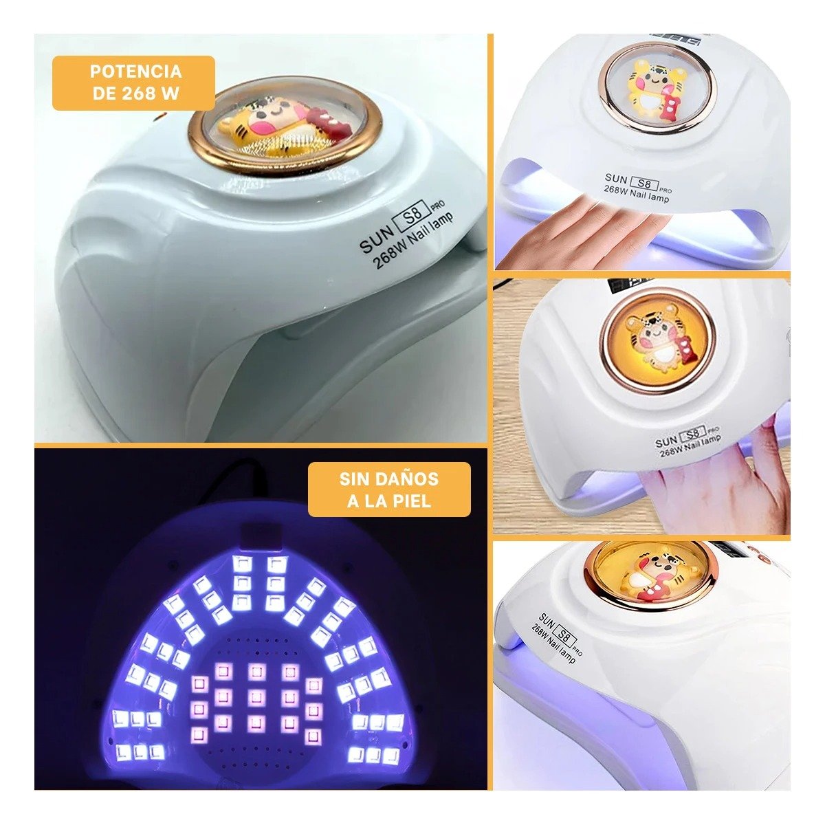 PACK4 APARATO LED SUN S8 PRO 2 EN 1 BLANCO PARA MANICURE PROFESIONAL TIGRE Y+REGALO STICKER - 2