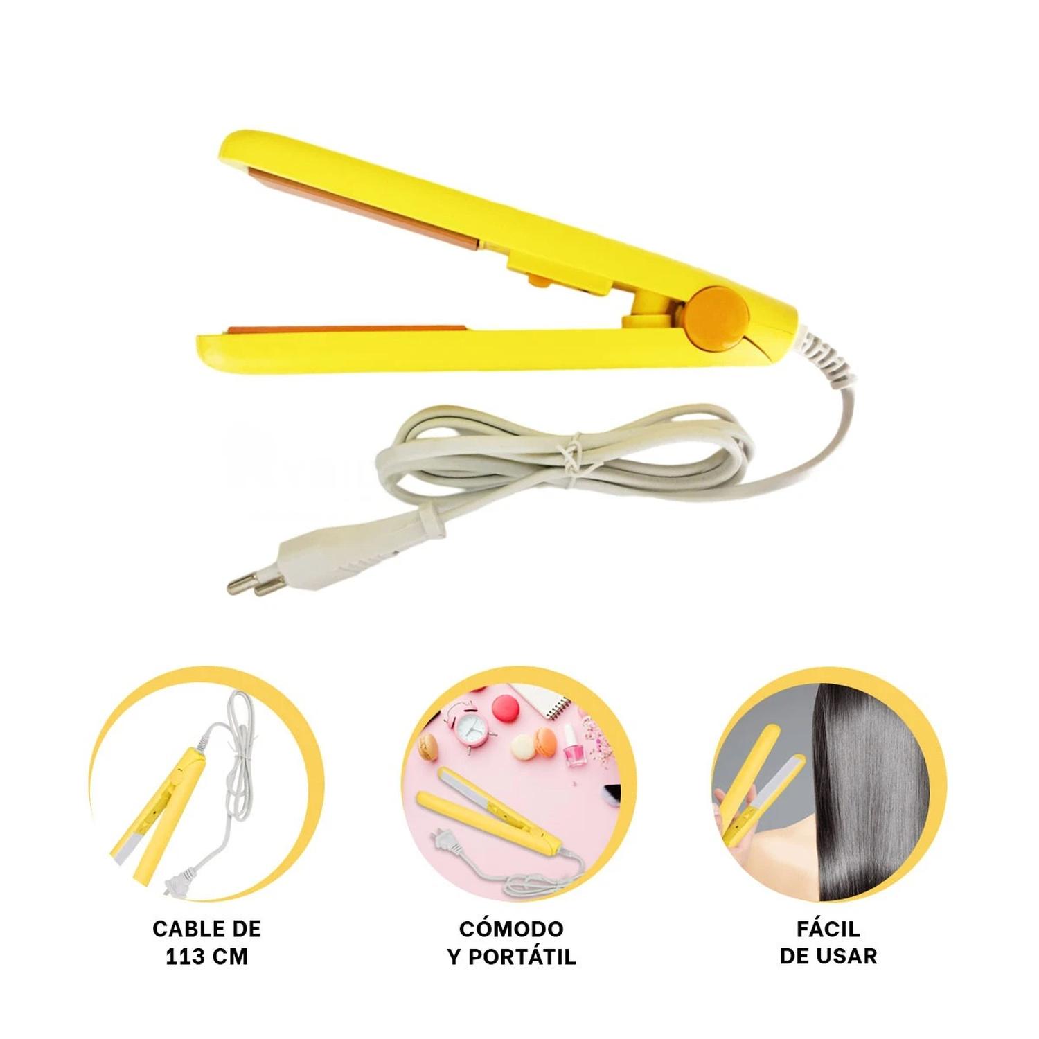PACK4 PEQUEÑA PLANCHADORA DE CABELLERA EN COLOR AMARILLO - 1
