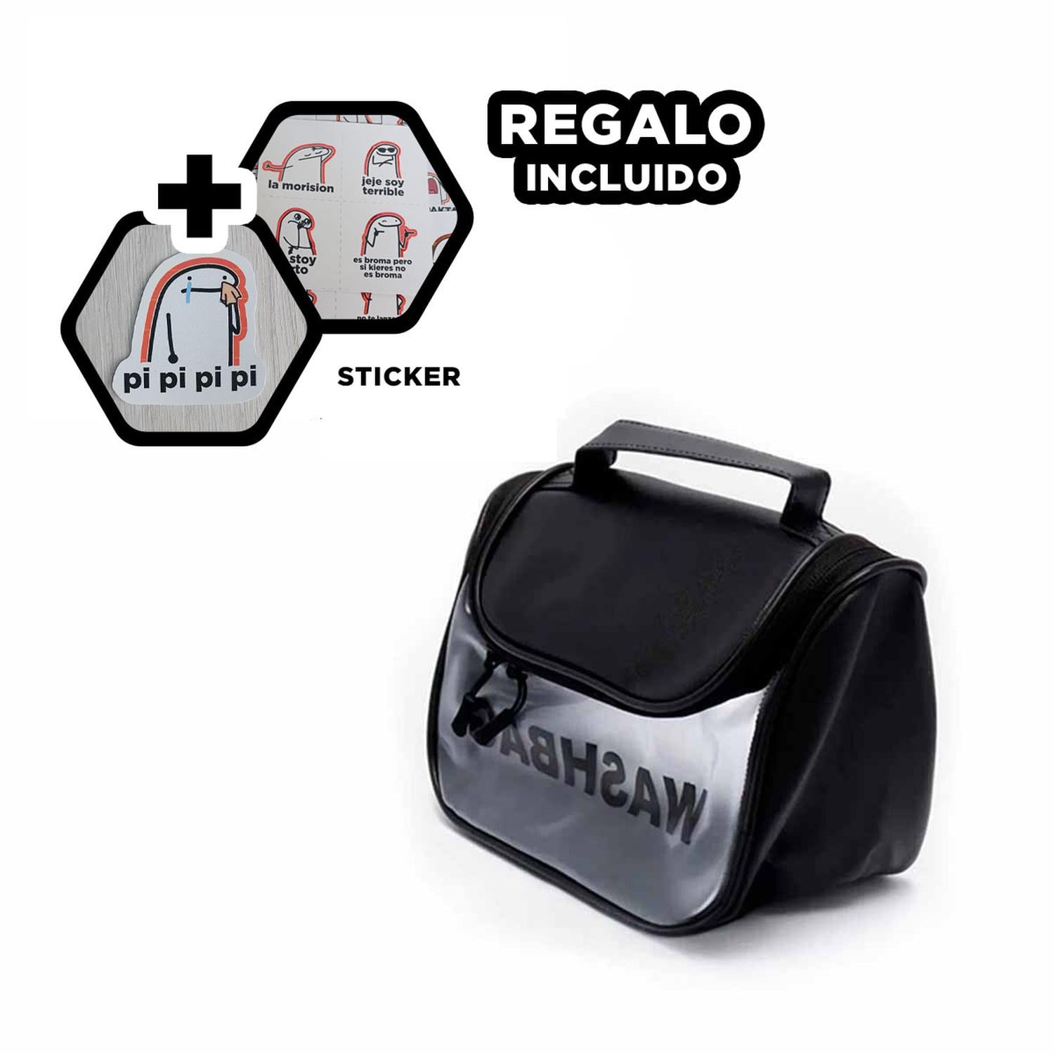 PACK6 PORTADOR COMESTIQUERA EN NEGRO Y+REGALO STICKERS - 1