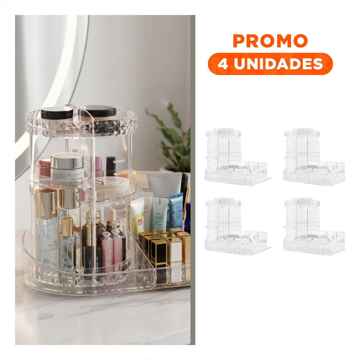 PACK4 CLASIFICADOR GIRATORIO 360 GRADOS TRANSPARENTE BASE CUADRADA Y+REGALO STICKER - 1
