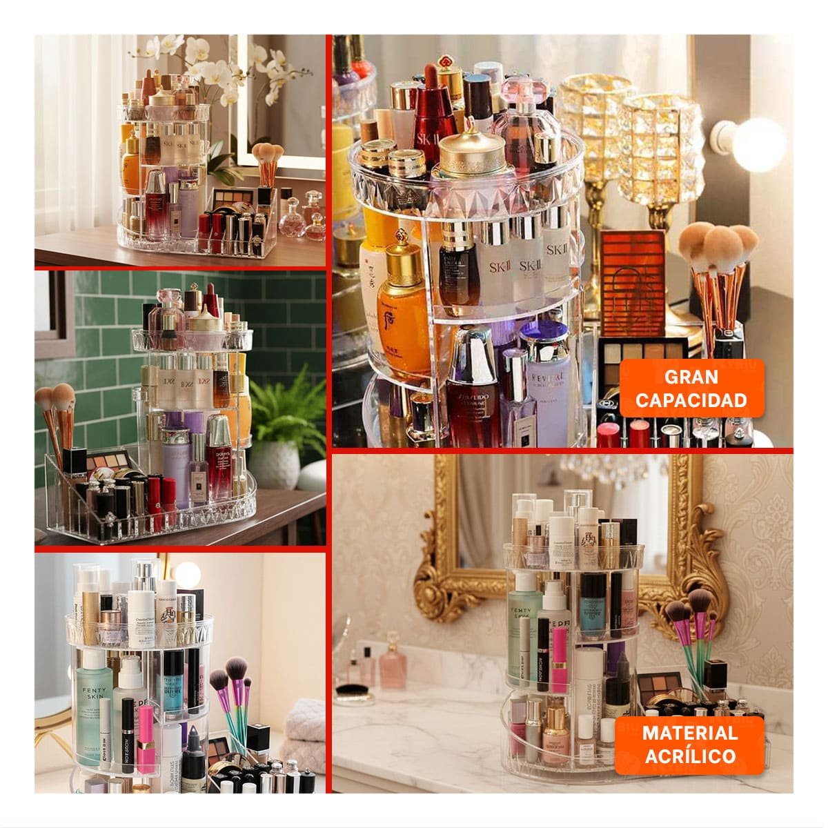 PACK6 EXHIBIDOR GIRATORIO 360 GRADOS TRANSPARENTE BASE CUADRADA Y+PAPEL REGALO - 3
