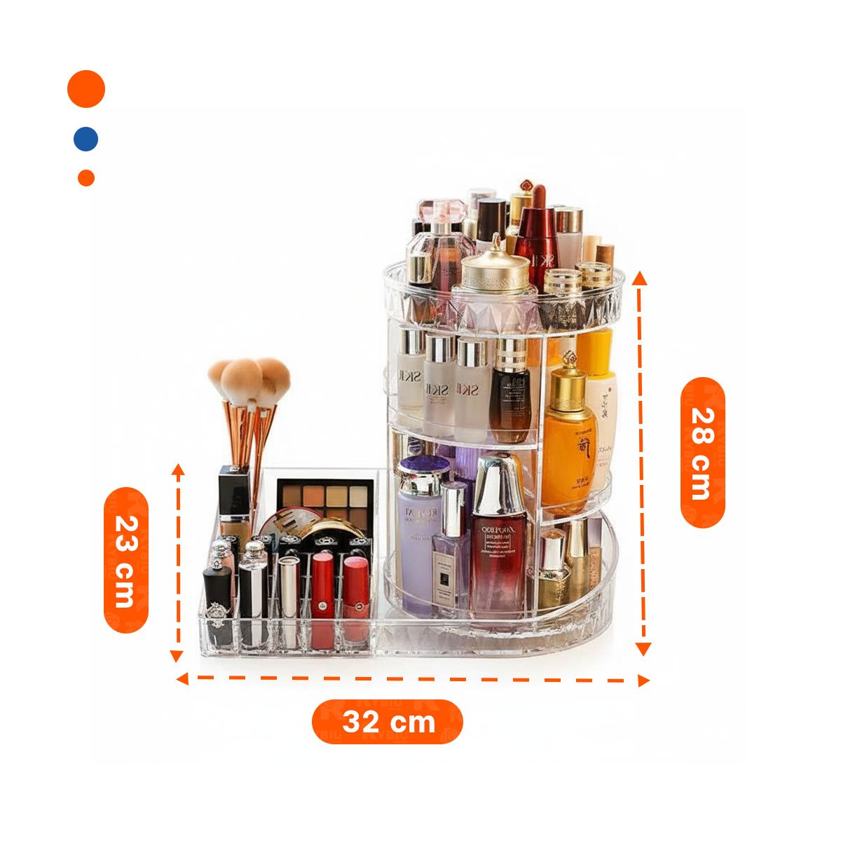 PACK4 ESTANTE TRANSPARENTE 360 GRADOS BASE CUADRADA MAQUILLAJE - 4