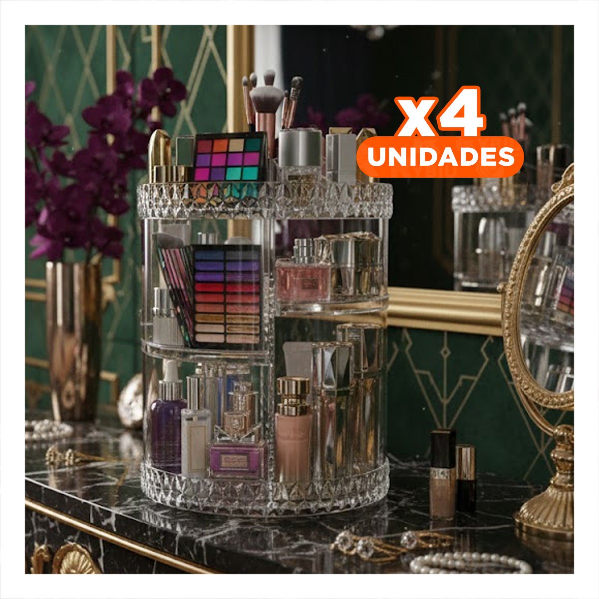 PACK4 PORTACOSMETICOS MAQUILLAJE TRANSPARENTE 360 GRADOS - 1