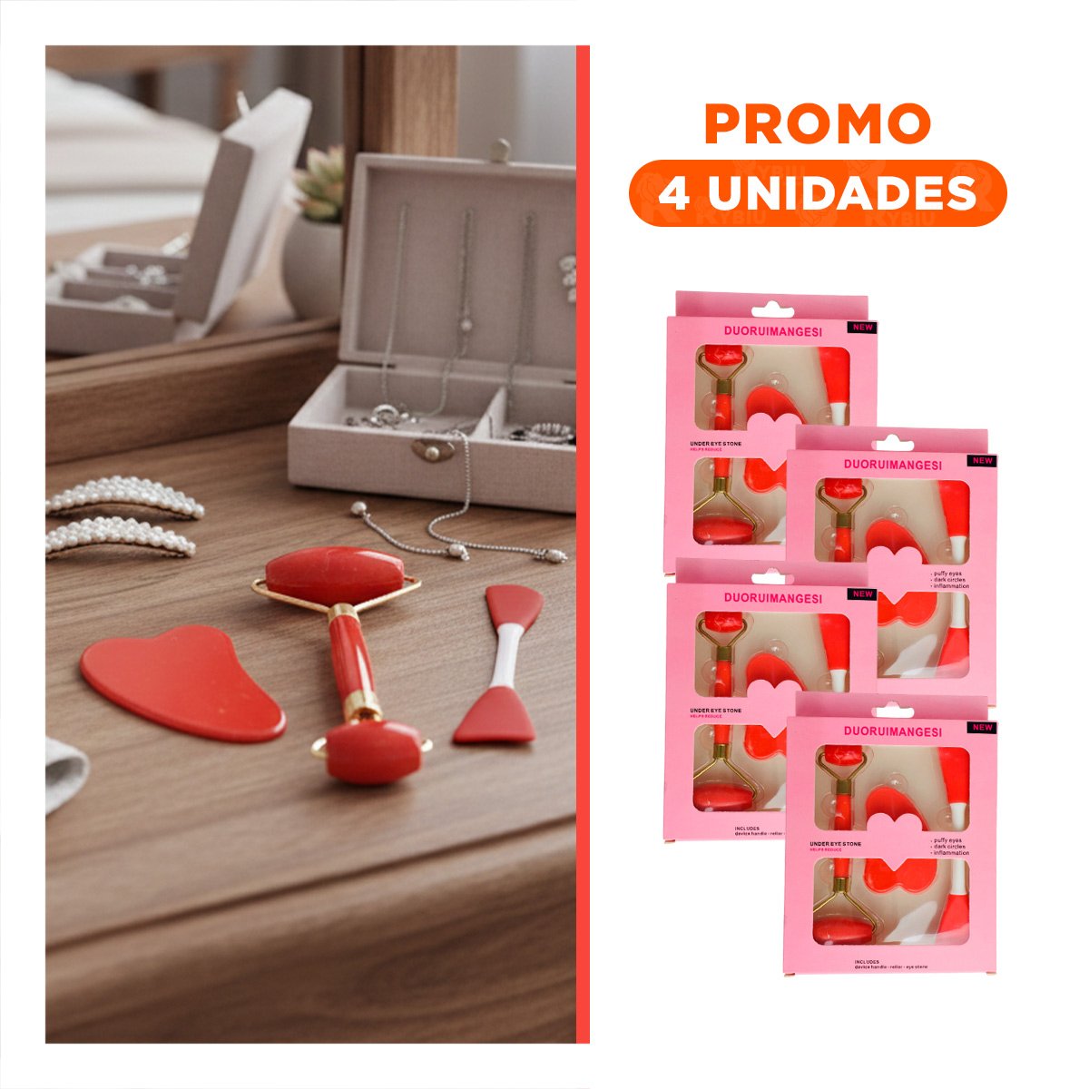 PACK4 SET BELLEZA 3 DE LIMPIEZA FACIAL PLASTICO ROJO PARA MUJER Y+REGALO STICKER - 1