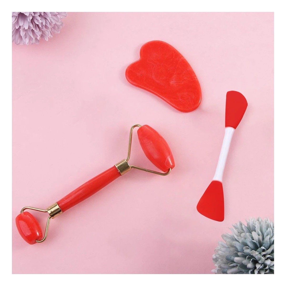 PACK4 SET BELLEZA 3 DE LIMPIEZA FACIAL PLASTICO ROJO PARA MUJER Y+REGALO STICKER - 5