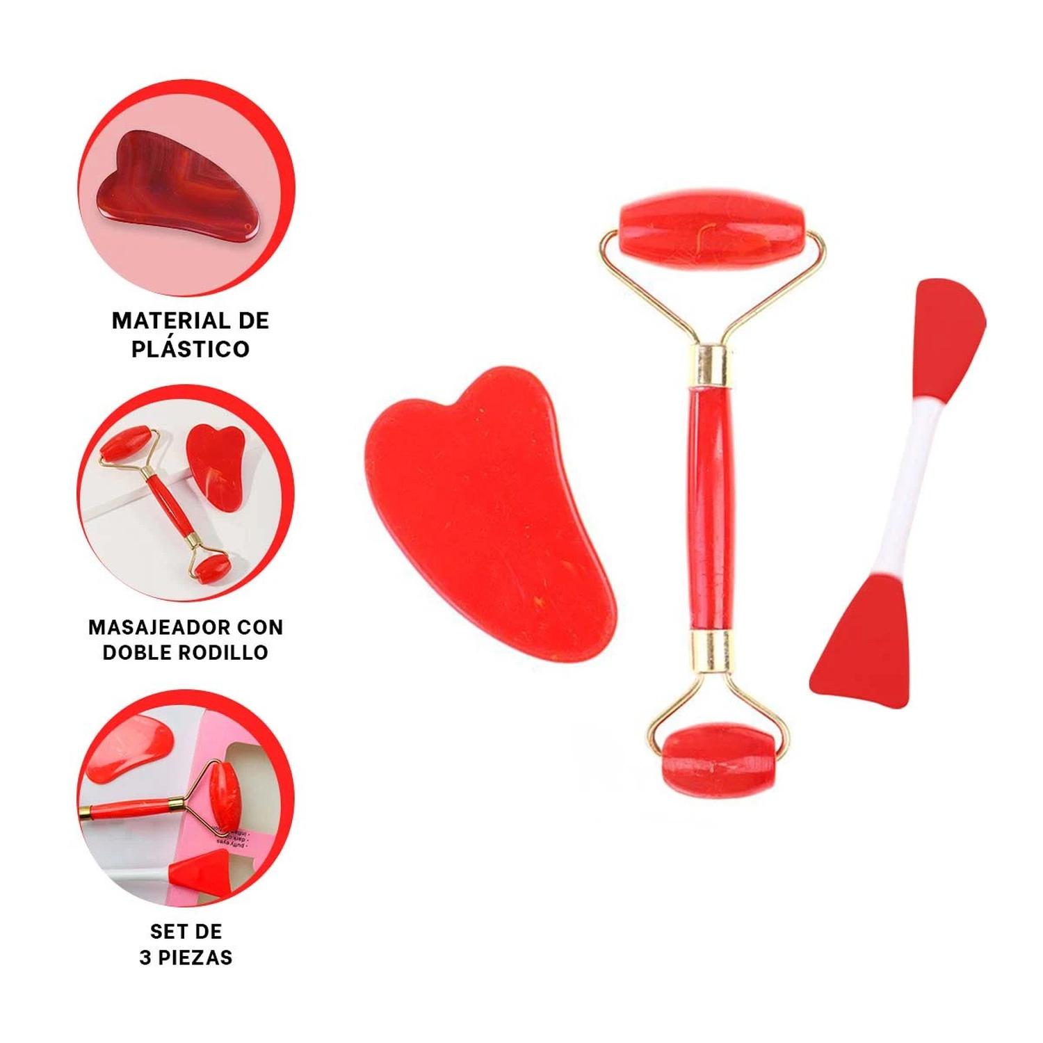 PACK6 JUEGO HOGAR 3 DE LIMPIEZA FACIAL PLASTICO ROJO PARA CUIDADO PERSONAL Y+PAPEL REGALO - 6