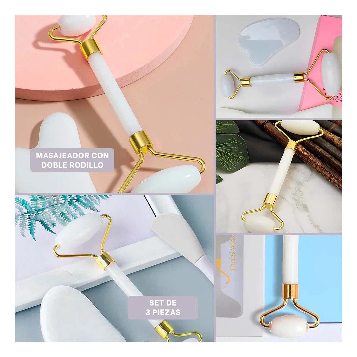 PACK2 SET FUNCIONAL 3 DE LIMPIEZA FACIAL PLASTICO BLANCO PARA BELLEZA Y+PAPEL REGALO - 3