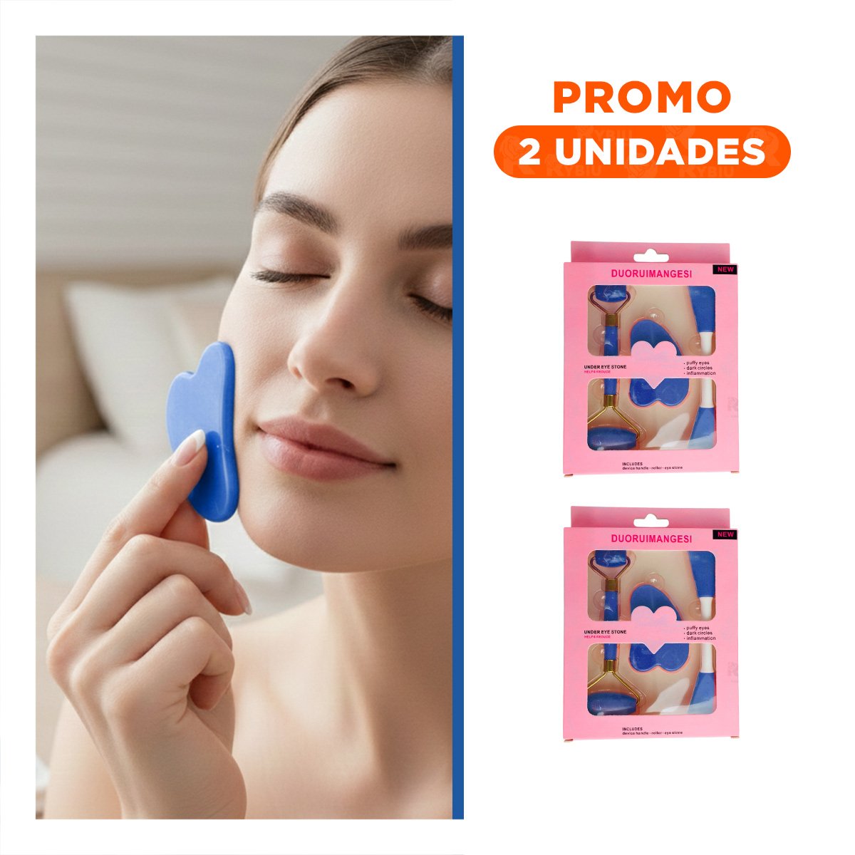 PACK2 CONJUNTO DE LIMPIEZA FACIAL 3 PIEZAS PLASTICO AZUL PARA CUIDADO PERSONAL - 1