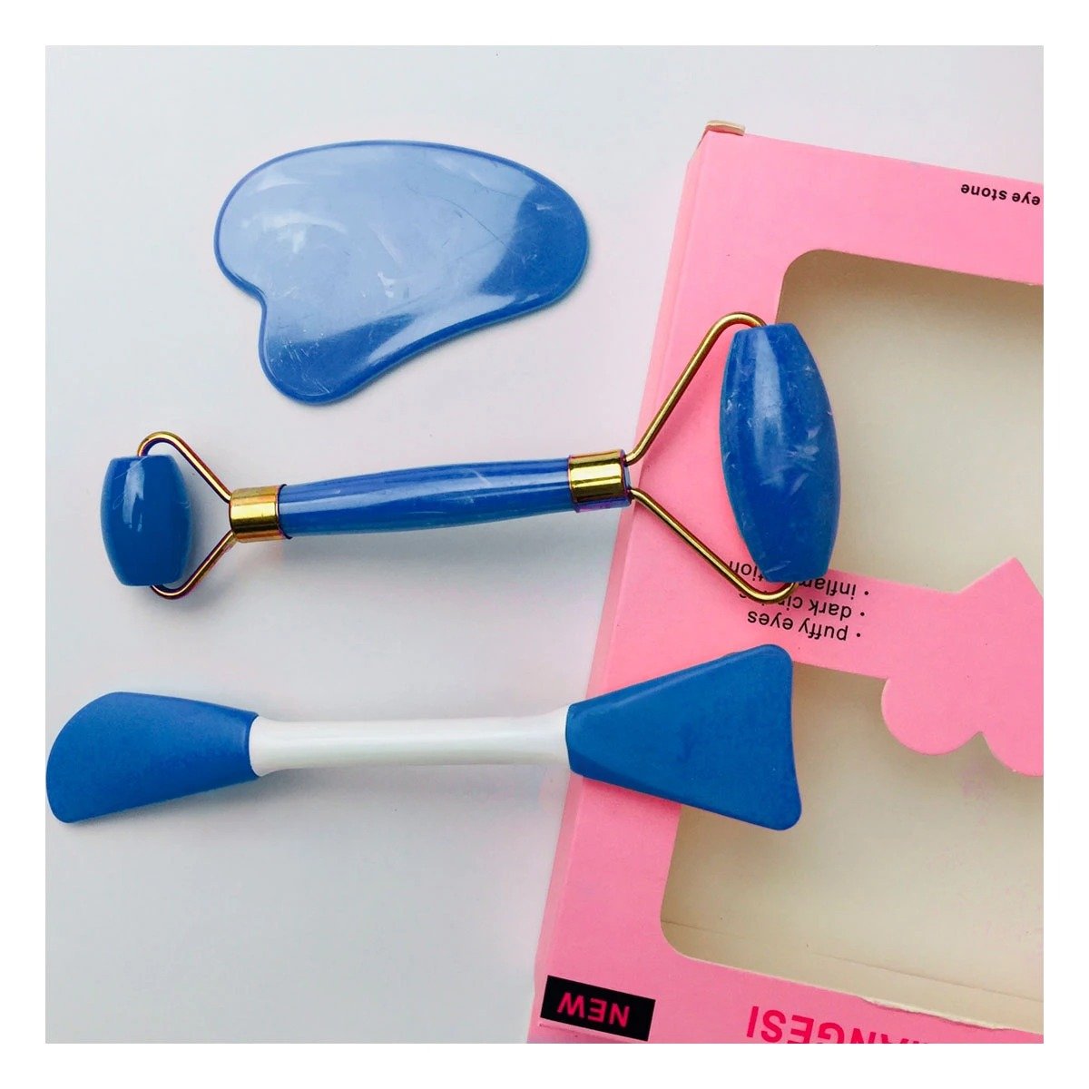 PACK2 CONJUNTO DE LIMPIEZA FACIAL 3 PIEZAS PLASTICO AZUL PARA CUIDADO PERSONAL - 3