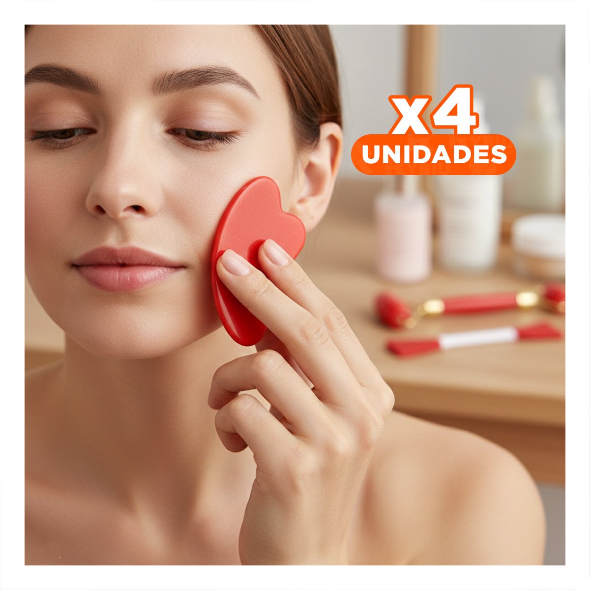 PACK4 CONJUNTO BELLEZA 3 DE LIMPIEZA FACIAL PLASTICO ROJO PARA RUTINA FACIAL - 1
