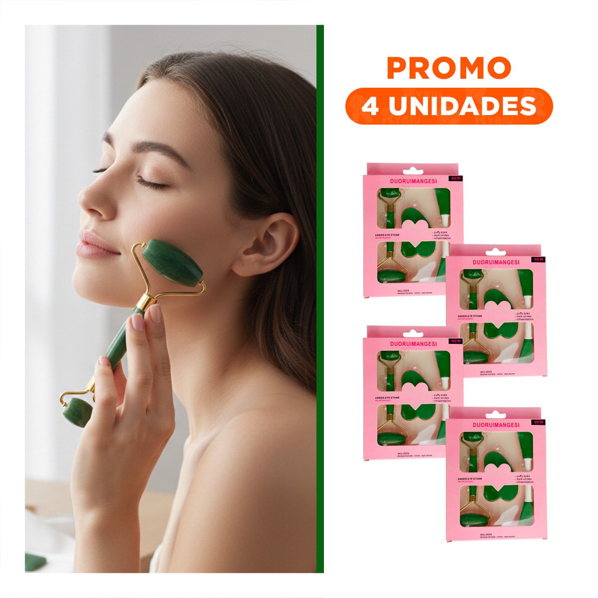 PACK4 CONJUNTO BELLEZA 3 DE LIMPIEZA FACIAL PLASTICO VERDE PARA RUTINA FACIAL Y+REGALO STICKER - 1