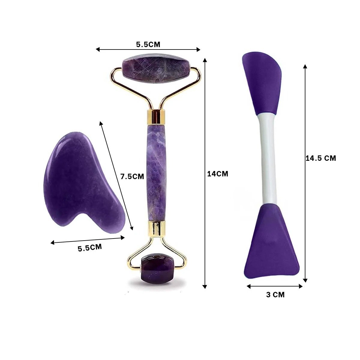 PACK4 CONJUNTO BELLEZA 3 DE LIMPIEZA FACIAL PLASTICO MORADO PARA RUTINA FACIAL - 4