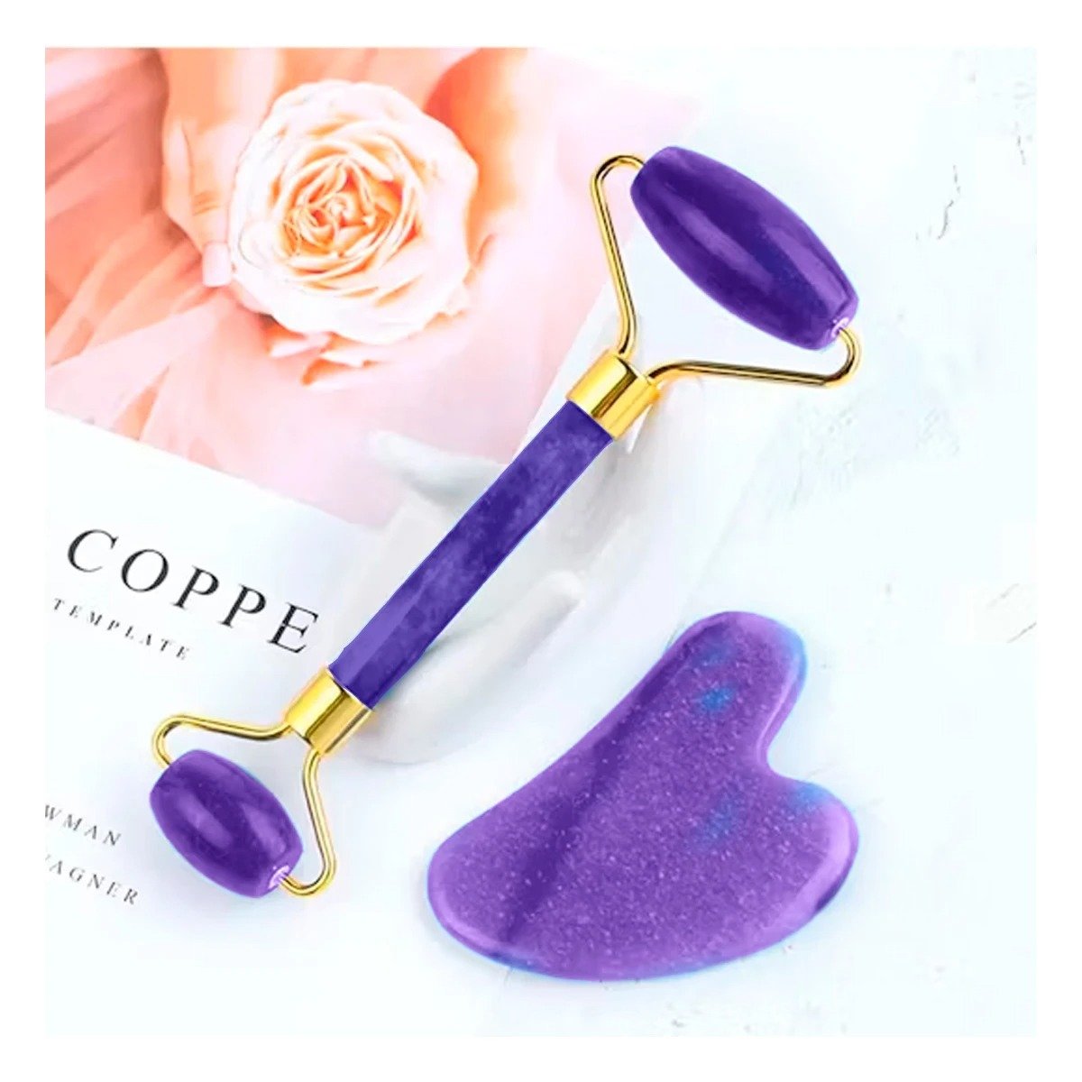 PACK4 CONJUNTO BELLEZA 3 DE LIMPIEZA FACIAL PLASTICO MORADO PARA RUTINA FACIAL - 5