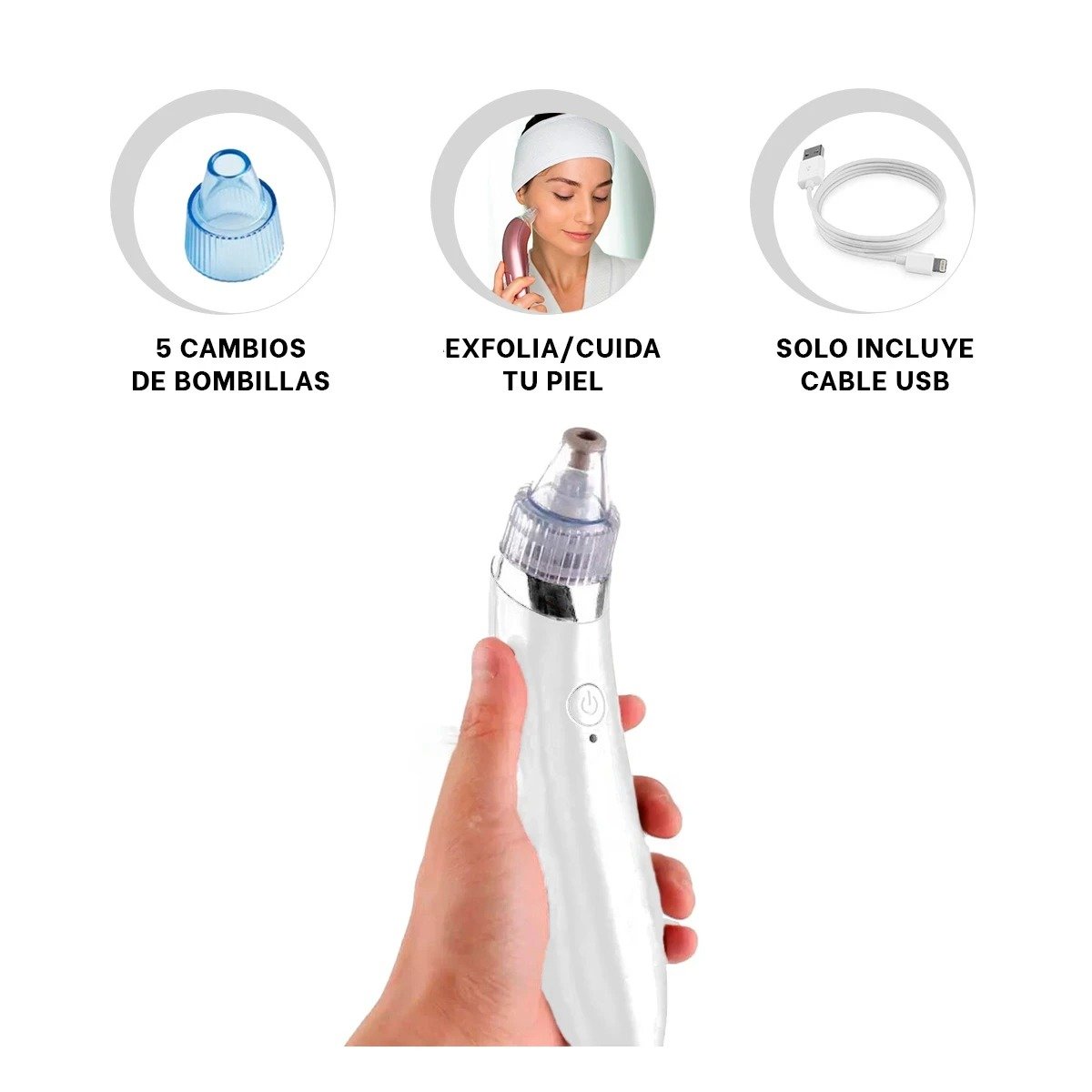 PACK6 EXTRACTOR ELECTRICO BLANCO PARA ESPINILLAS Y CUIDADO FACIAL Y+REGALO STICKER - 2