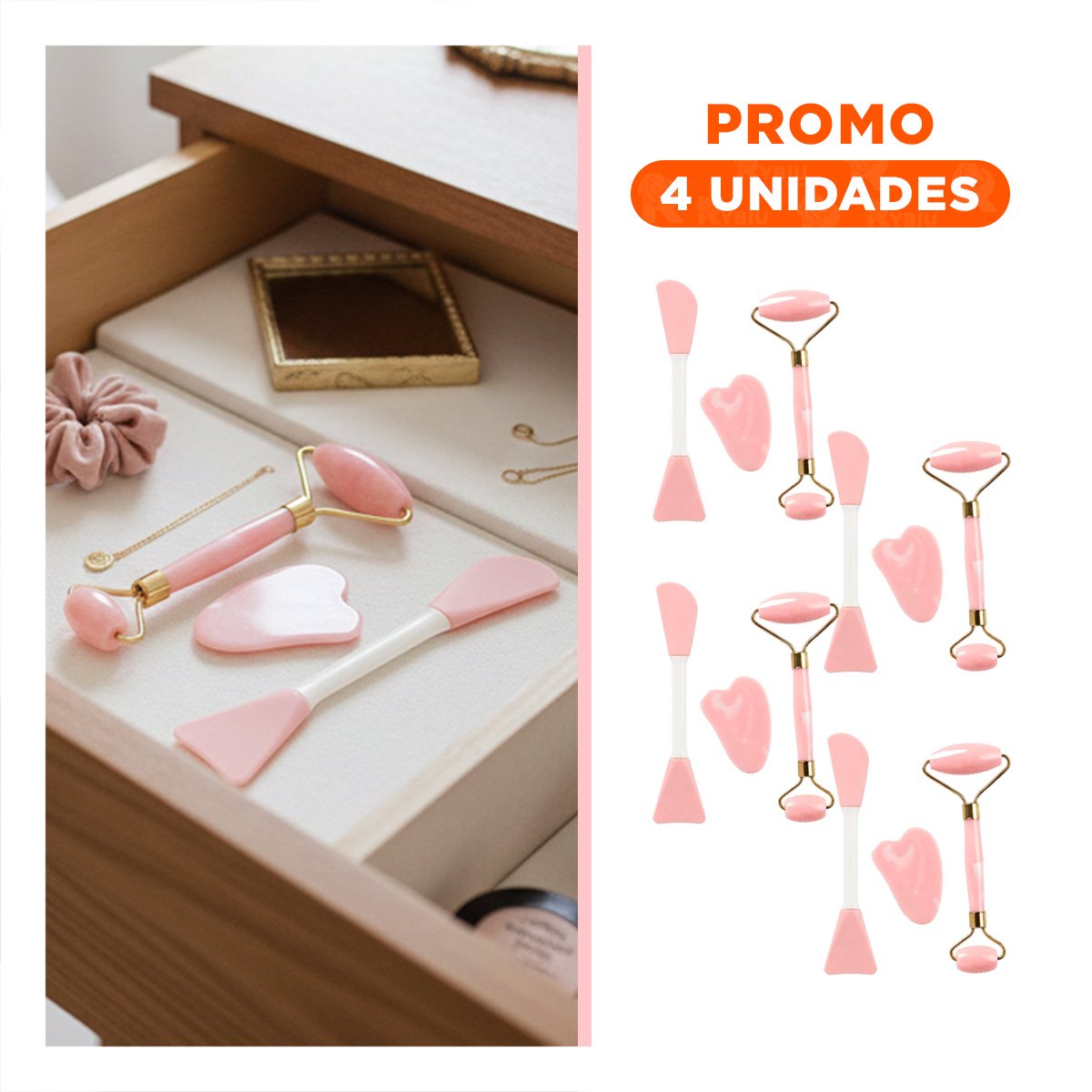 PACK4 COMBO FUNCIONAL 3 DE LIMPIEZA FACIAL PLASTICO ROSADO BEBE Y+REGALO STICKER - 1