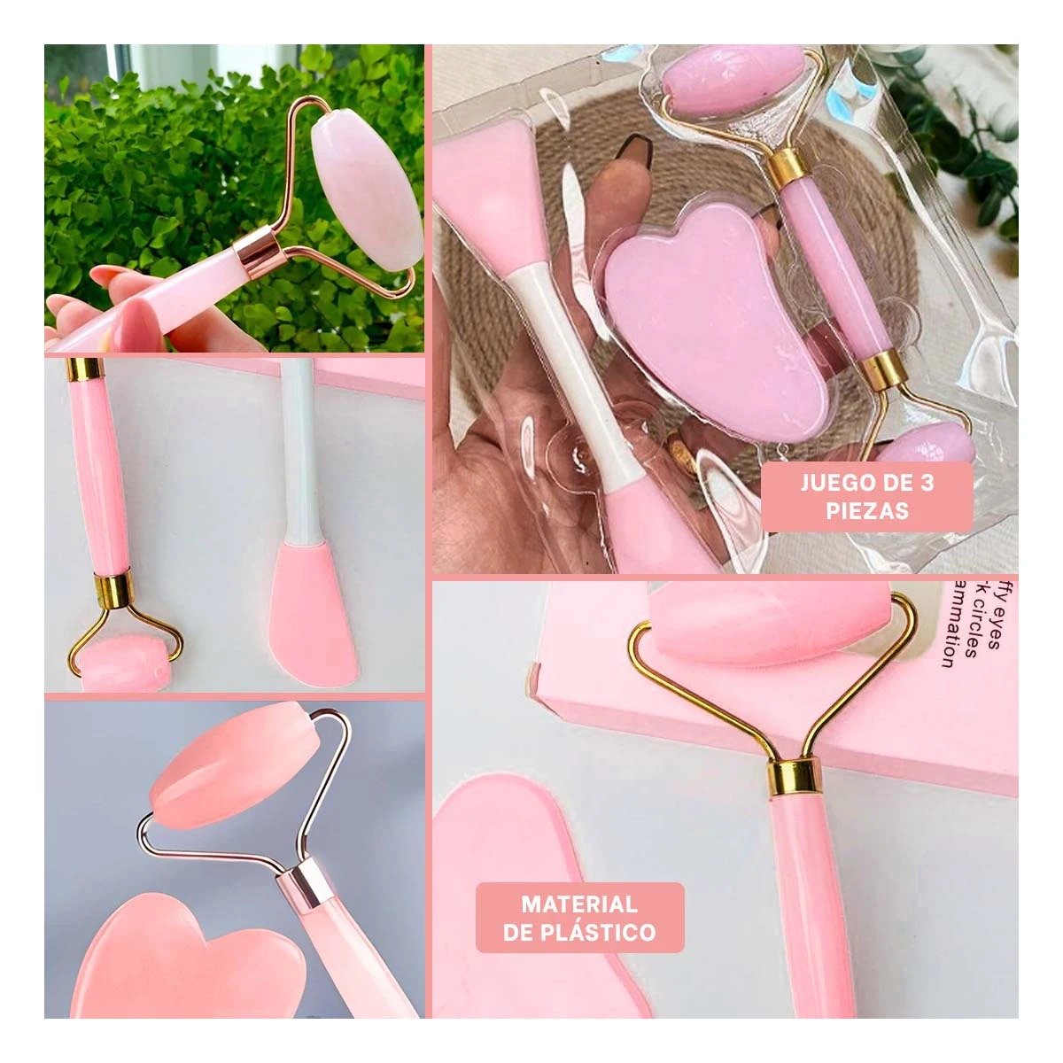 PACK4 COMBO FUNCIONAL 3 DE LIMPIEZA FACIAL PLASTICO ROSADO BEBE Y+REGALO STICKER - 2