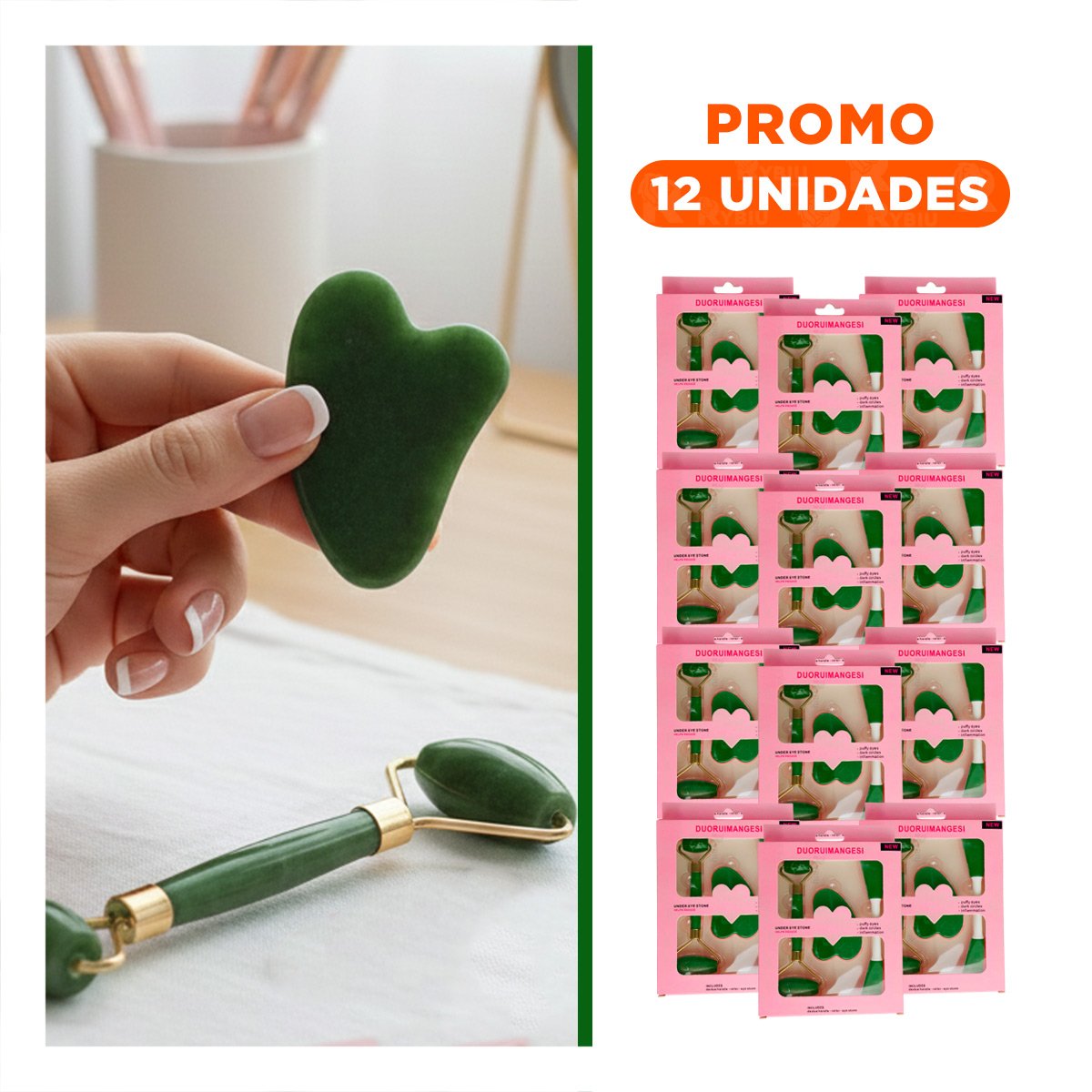 PACK12 CONJUNTO HOGAR 3 DE LIMPIEZA FACIAL PLASTICO VERDE PARA MUJER Y+REGALO STICKER - 1