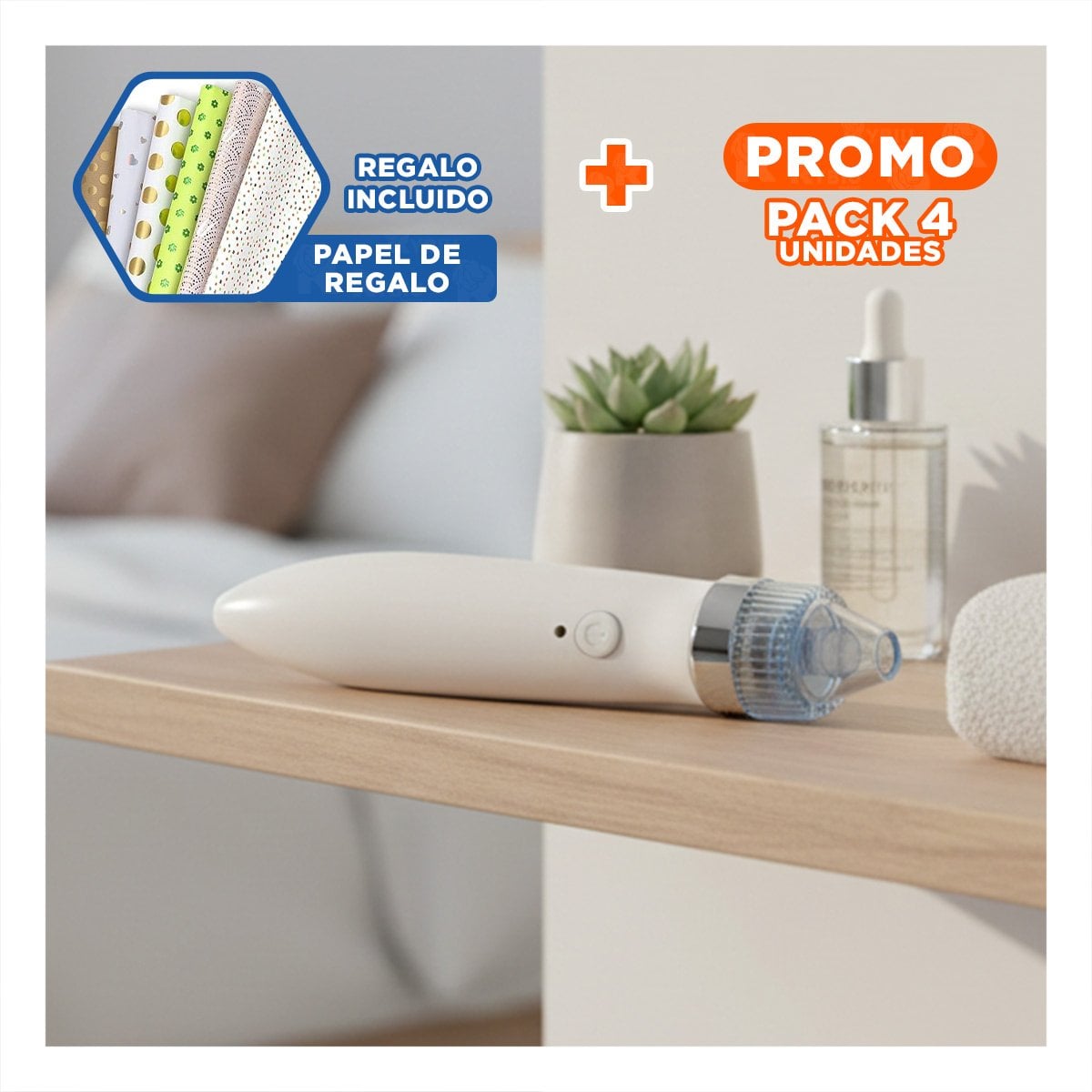 PACK4 DISPOSITIVO PROFESIONAL ROSADO PARA BELLEZA FACIAL EN CASA Y+PAPEL REGALO - 1