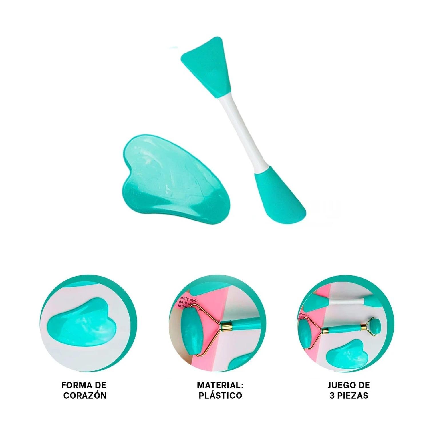 PACK6 SET BELLEZA 3 DE LIMPIEZA FACIAL PLASTICO TURQUESA PARA MUJER Y+PAPEL REGALO - 6