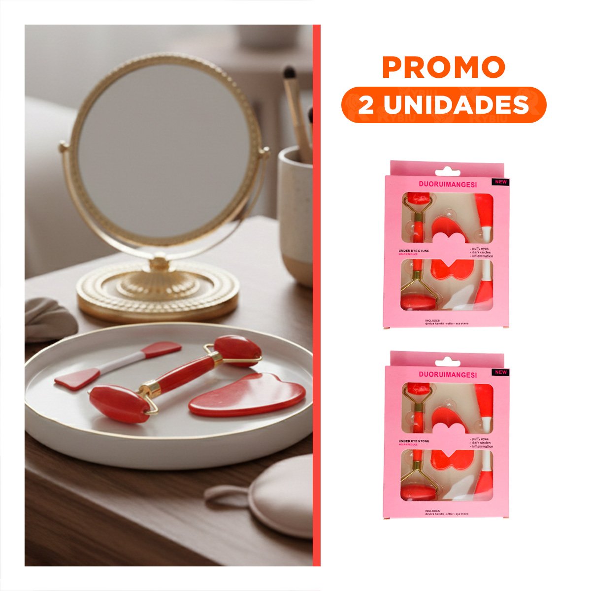 PACK2 KIT FUNCIONAL 3 DE LIMPIEZA FACIAL PLASTICO ROJO PARA USO DIARIO - 1