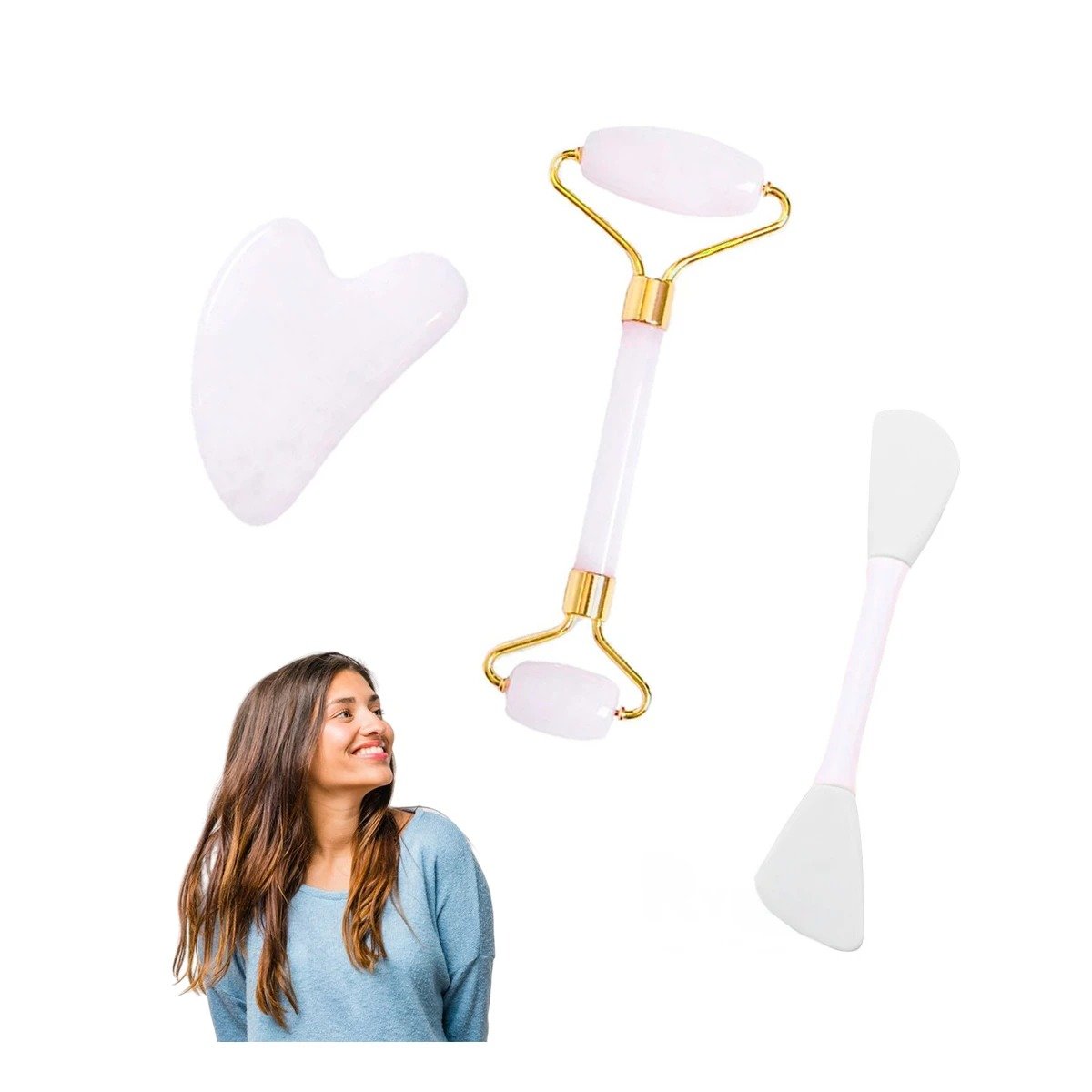 PACK4 EQUIPO BELLEZA 3 DE LIMPIEZA FACIAL PLASTICO BLANCO PARA HOGAR Y+PAPEL REGALO - 3