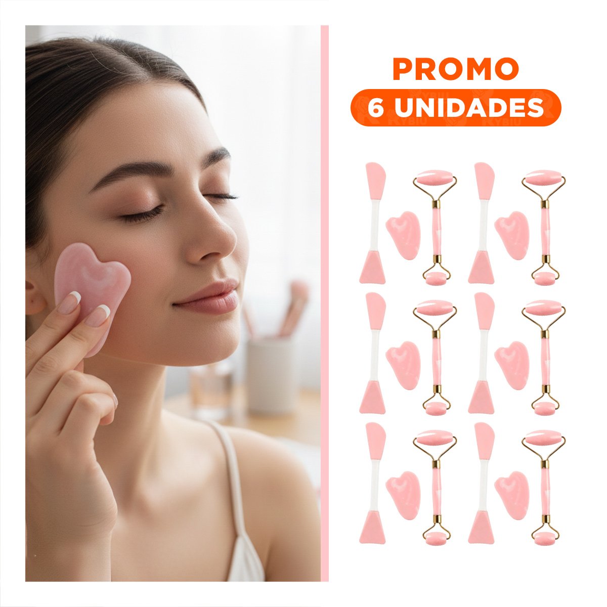 PACK6 SET FUNCIONAL 3 DE LIMPIEZA FACIAL PLASTICO ROSADO BEBE - 1