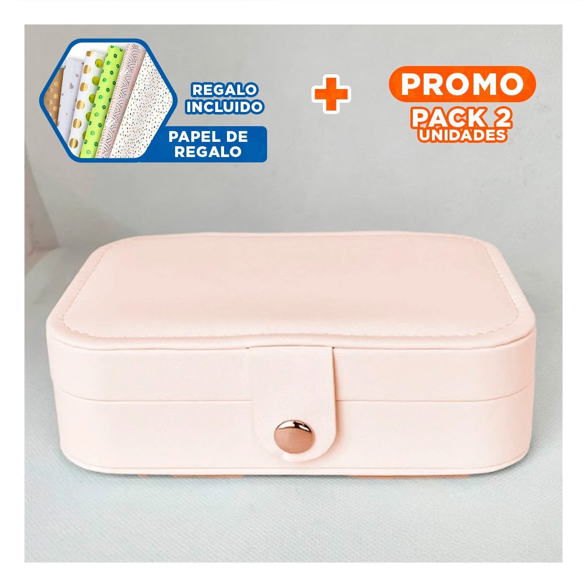 PACK2 JOYERO BEIGE CLARO 16X11X5 CM SEPARADORES PARA COLLARES Y+PAPEL REGALO - 1