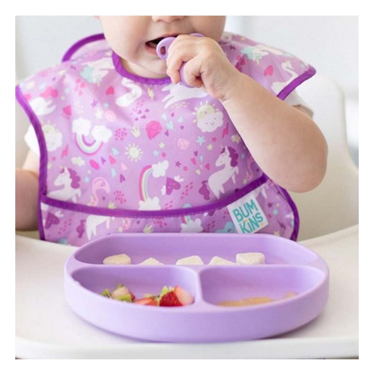 PACK6 PLATO CON 3 SECCIONES LILA DE SILICONA PARA SU TARDE DE MERIENDAS Y+REGALO STICKER - 5
