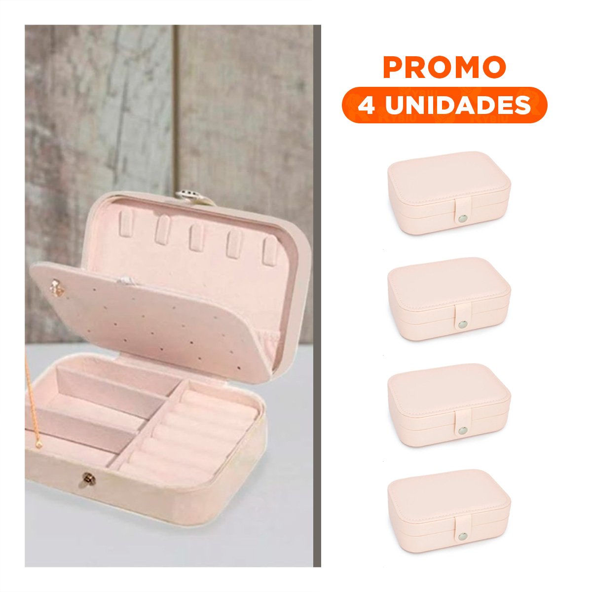 PACK4 ORGANIZADOR BEIGE CLARO 16X11X5 CM MULTIPLES COMPARTIMIENTOS Y+REGALO STICKER - 1