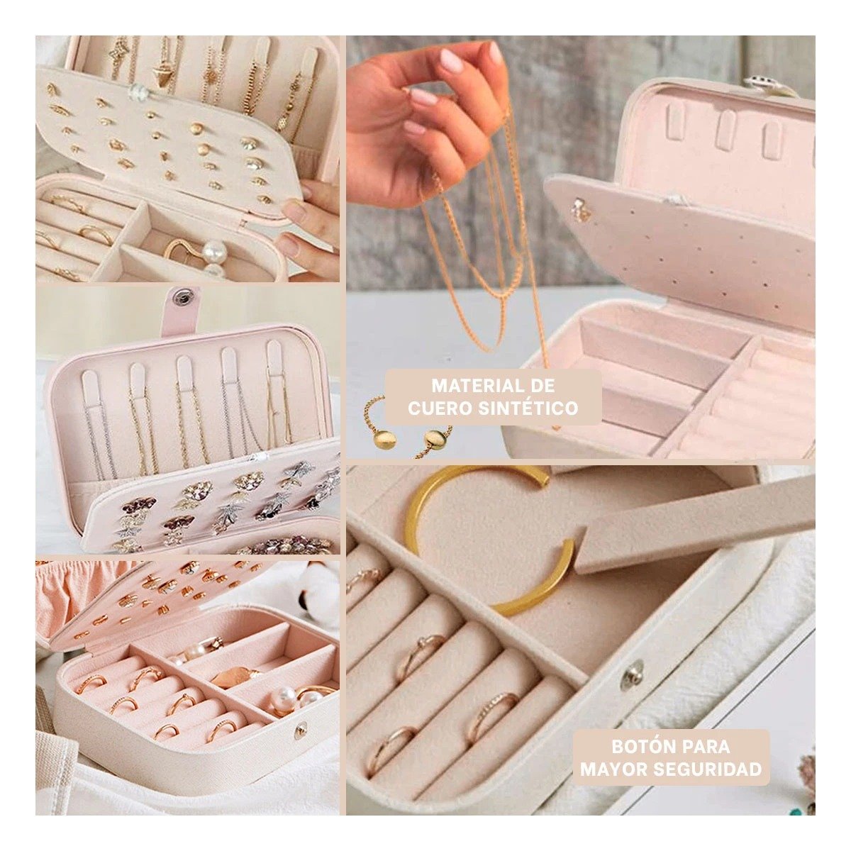 PACK4 ORGANIZADOR BEIGE CLARO 16X11X5 CM MULTIPLES COMPARTIMIENTOS Y+REGALO STICKER - 2