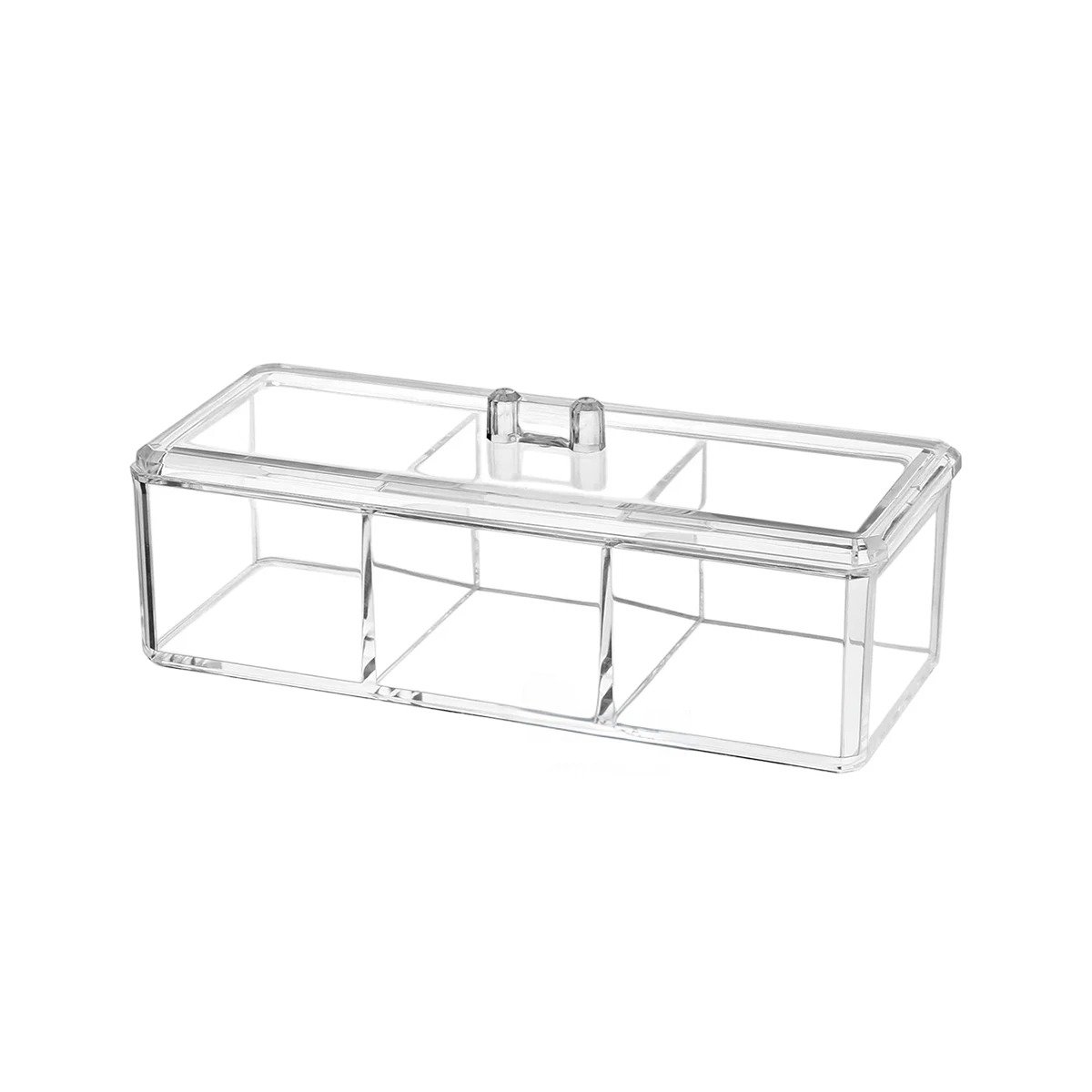PACK2 CAJA ACRILICA TRANSPARENTE CON TRES SECCIONES Y PISO UNICO Y+REGALO STICKER - 2