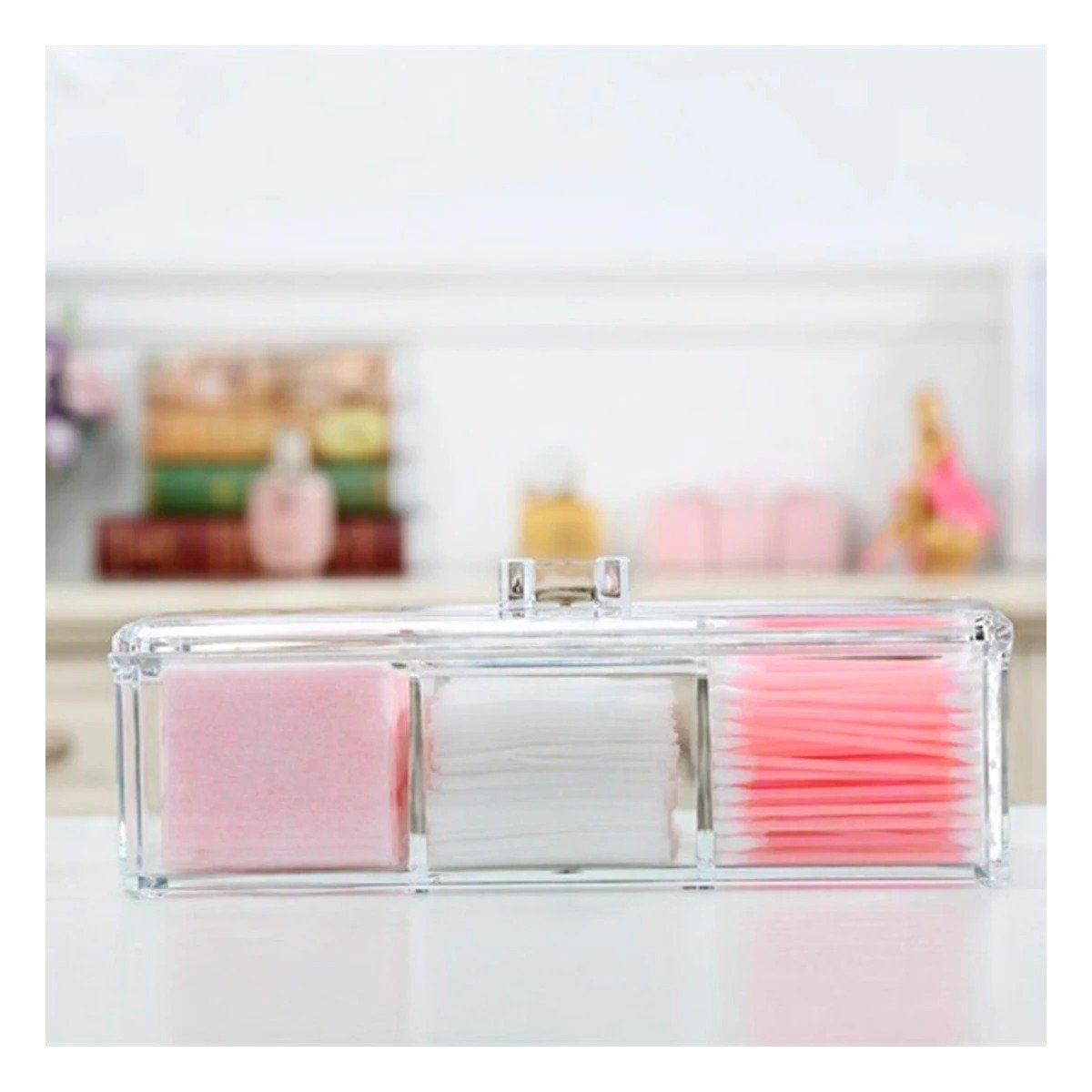 PACK2 CAJA ACRILICA TRANSPARENTE CON TRES SECCIONES Y PISO UNICO Y+REGALO STICKER - 3