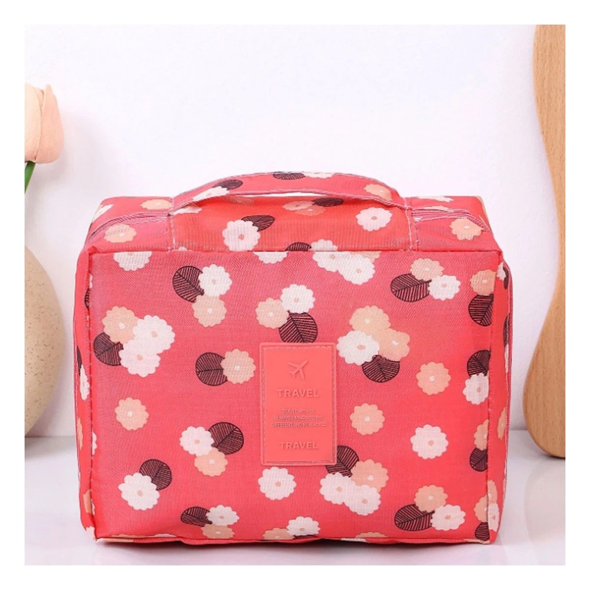 PACK2 ESTUCHE COMPACTO 20X15 CM CORAL CON DISEÑO FLORES ELEGANTE Y+PAPEL REGALO - 1