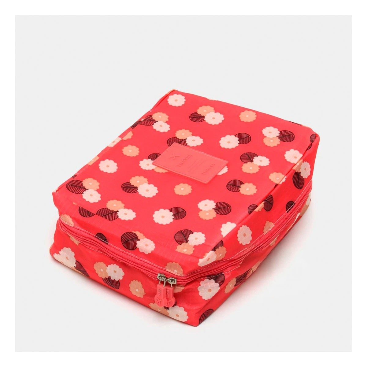 PACK2 ESTUCHE COMPACTO 20X15 CM CORAL CON DISEÑO FLORES ELEGANTE Y+PAPEL REGALO - 2