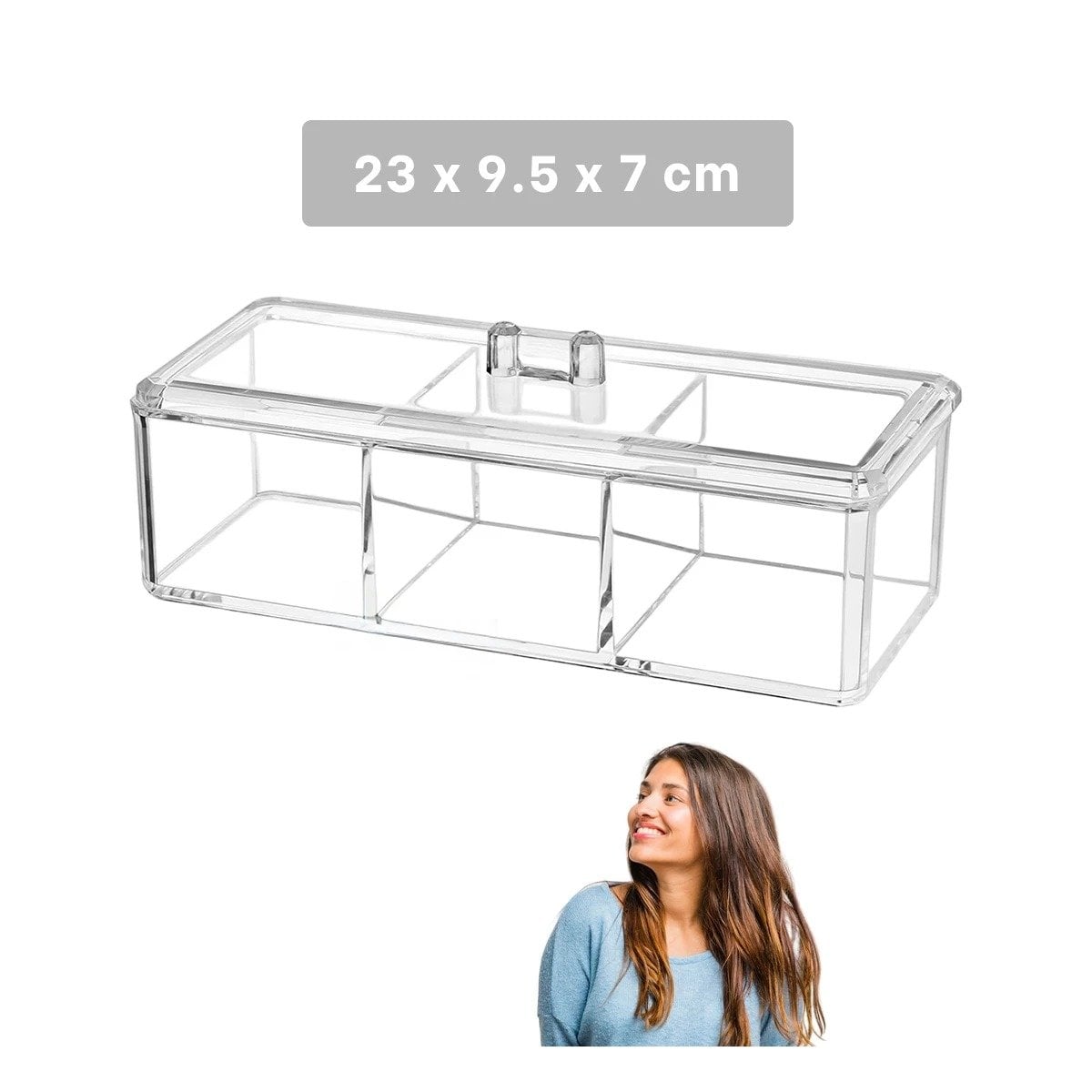 PACK6 ORGANIZADOR DE ACRILICO TRANSPARENTE CON TRES AREAS ORGANIZADAS - 4