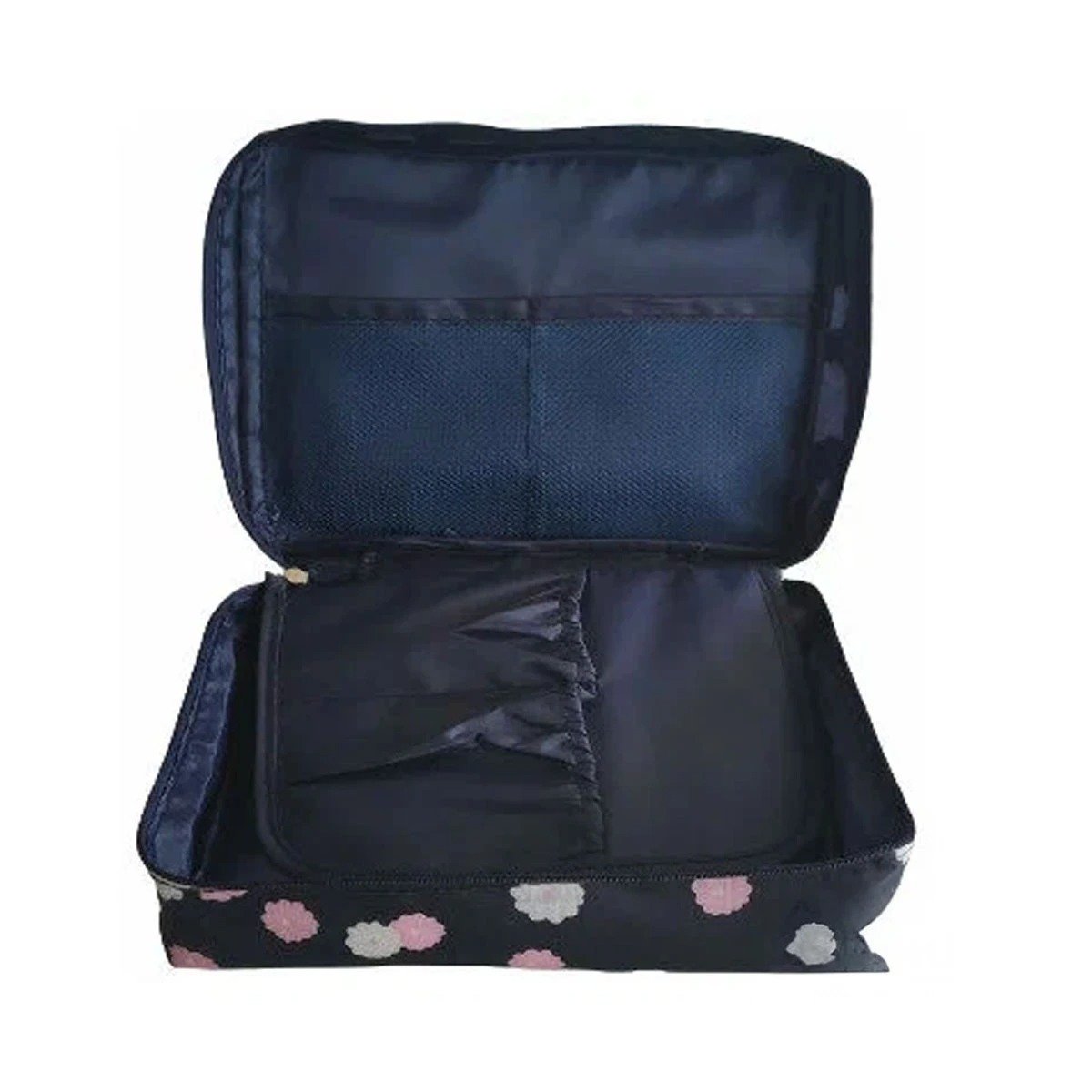 PACK2 BOLSO DE MAQUILLAJE 20X15CM AZUL CON DISEÑO FLORES Y+REGALO STICKER - 2