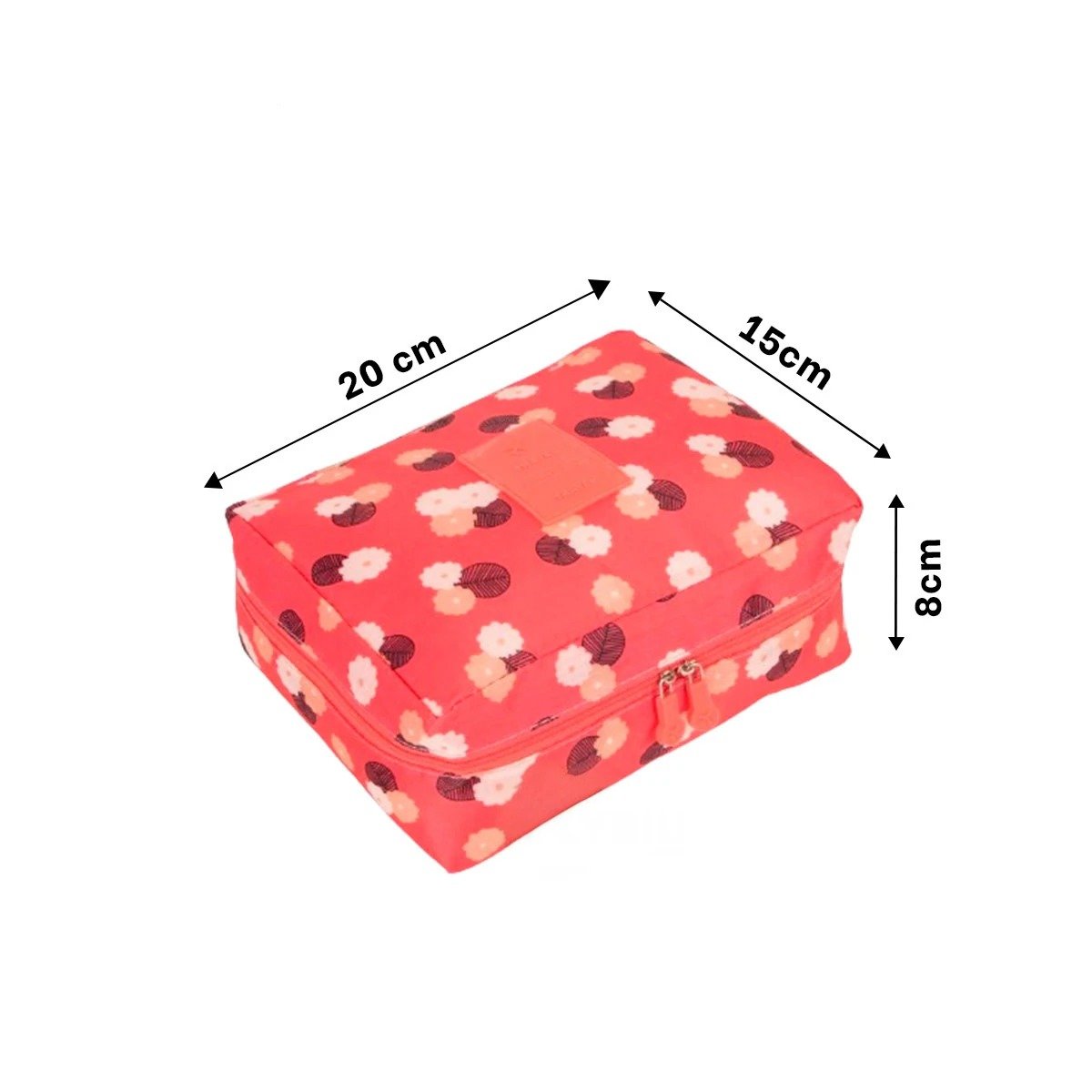 PACK2 BOLSO DE MAQUILLAJE 20X15 CM CORAL DISEÑO FLORES PARA CARTERA Y+REGALO STICKER - 4