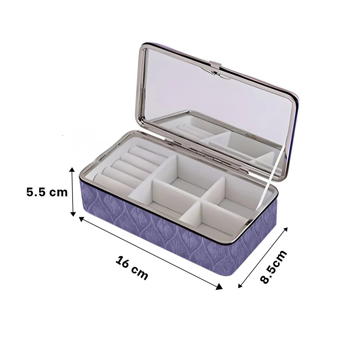 PACK6 ESTUCHE PARA JOYAS LILA CON ESPEJO 16X8,5X5,5CM DISENO INTERIOR Y+PAPEL REGALO - 4