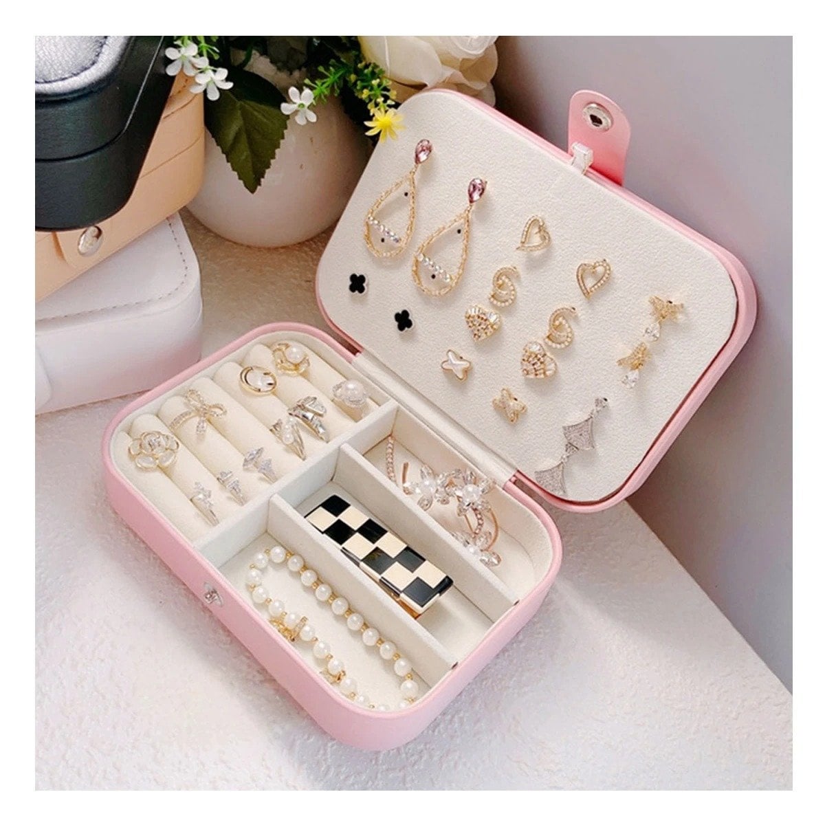 PACK2 ESTUCHE JOYERO PORTATIL 16X11X5 CM ROSADO BEBE Y+PAPEL REGALO - 1