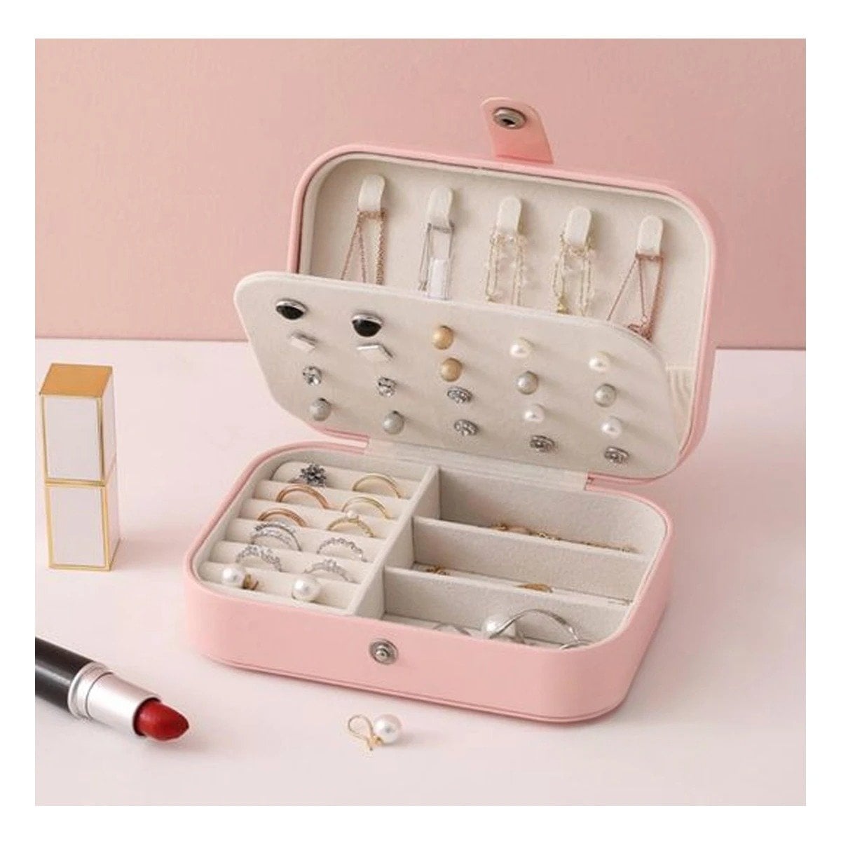 PACK2 ESTUCHE JOYERO PORTATIL 16X11X5 CM ROSADO BEBE Y+PAPEL REGALO - 2
