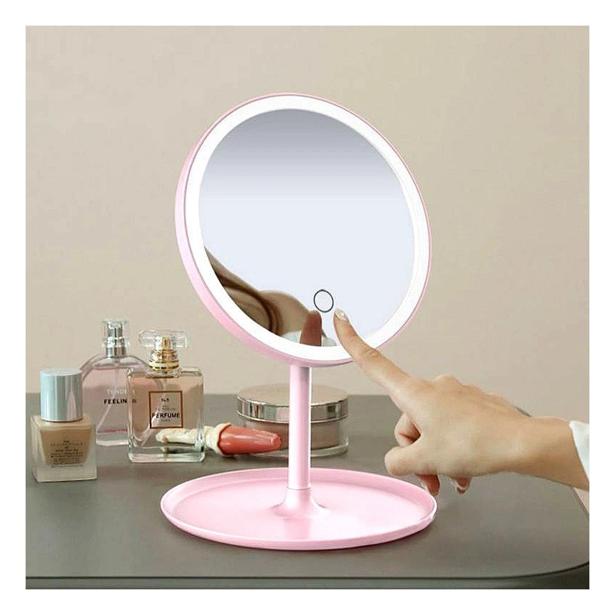 PACK12 LUNA ELEGANTE LED TACTIL CIRCULAR ROSADO CON ILUMINACION SUAVE Y+REGALO STICKER - 3