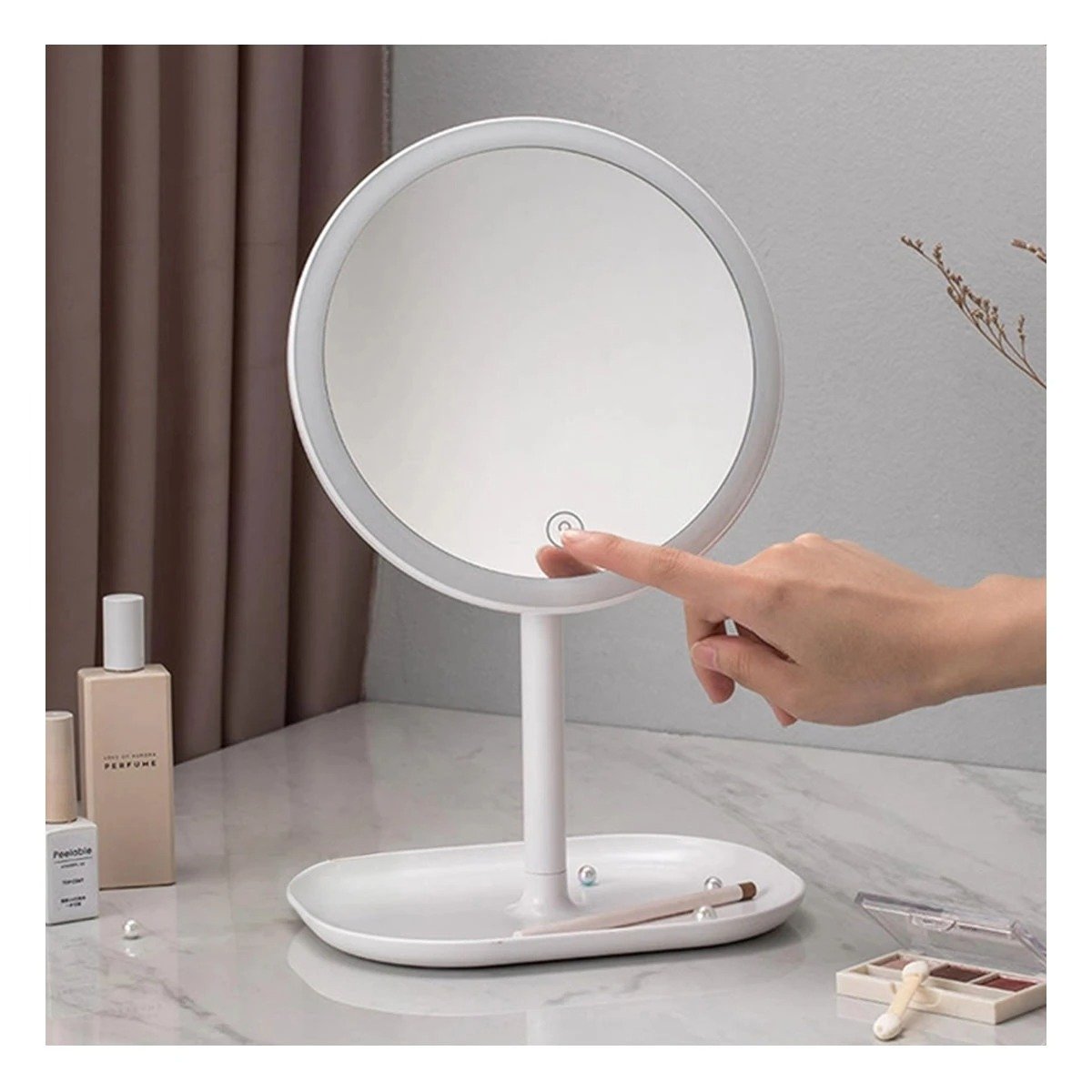 PACK4 VISOR FUNCIONAL LED TACTIL CIRCULAR BLANCO CON ILUMINACION FRONTAL Y+PAPEL REGALO - 1